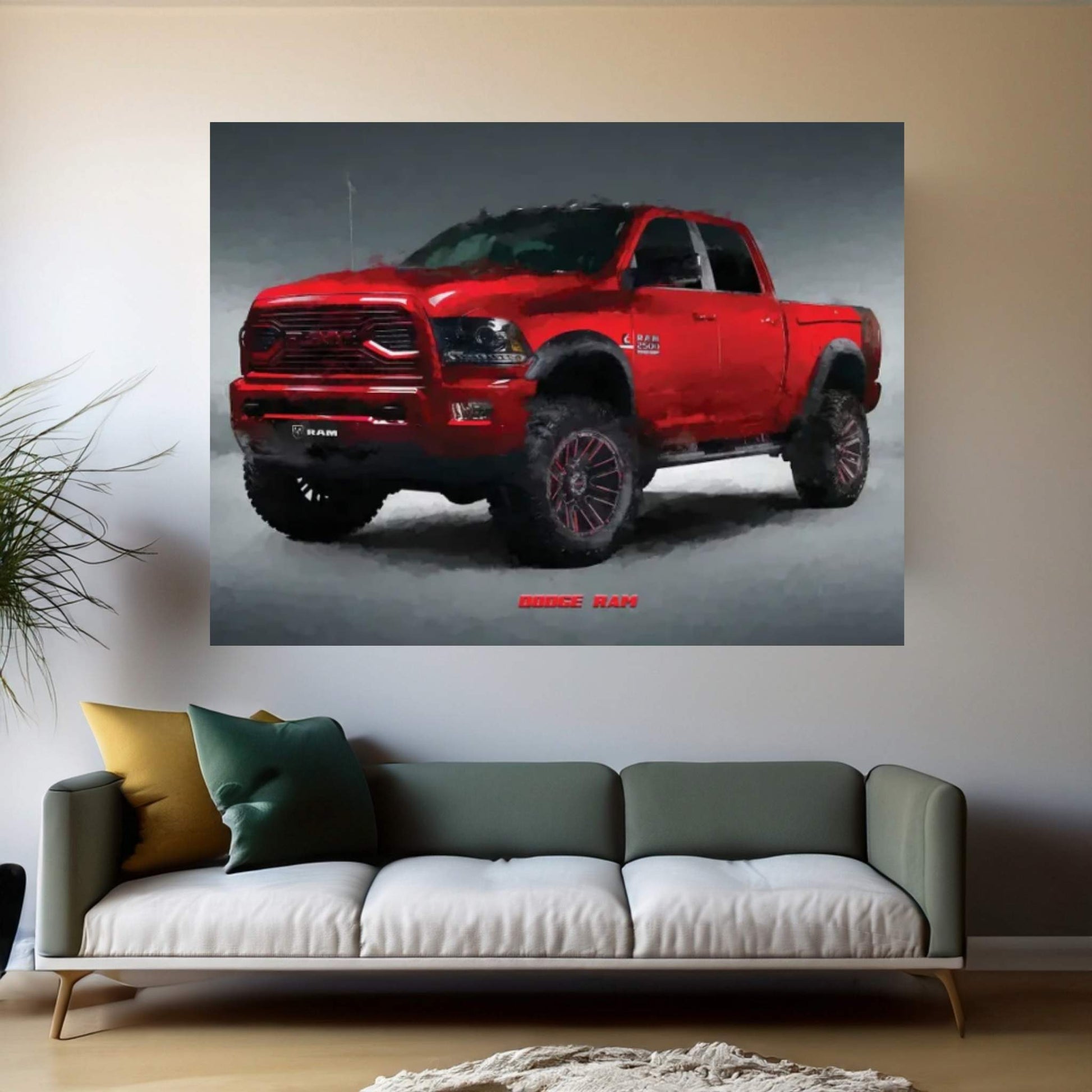Dodge Ram In Watercolor Canvas Wall Art - Y Canvas