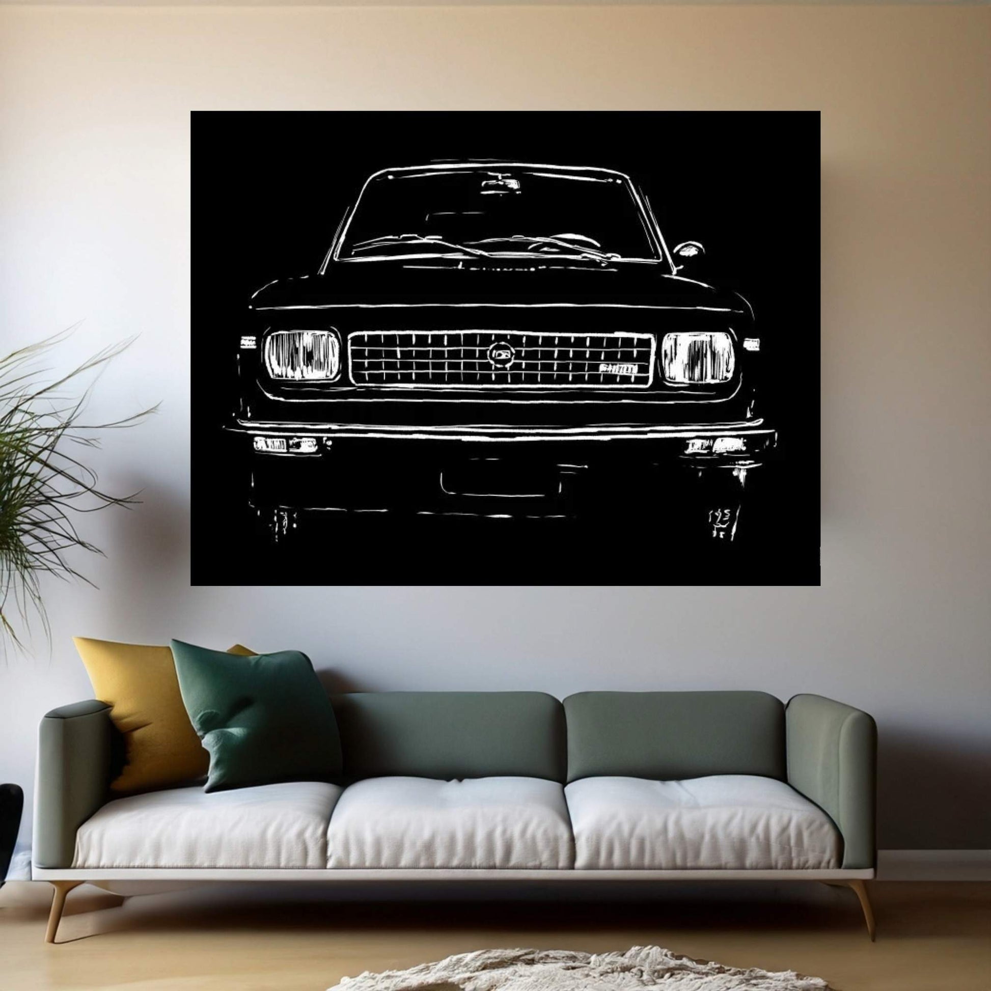 Black Car Canvas Wall Art - Y Canvas