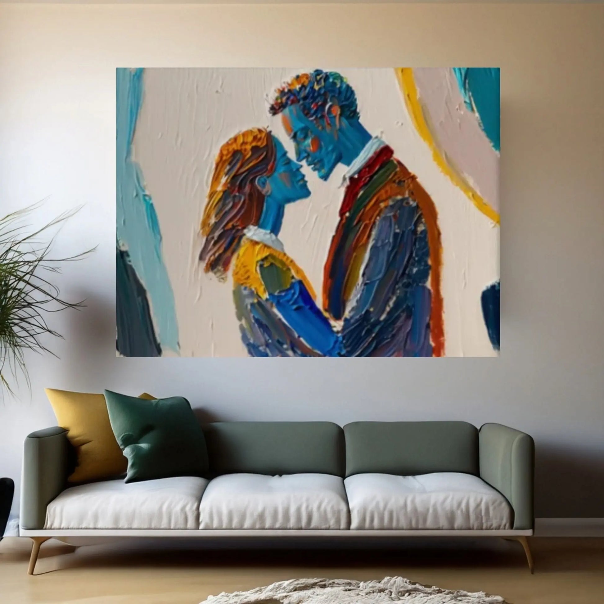 Love Canvas Decor, Hugging Couples, Love Wall Decor, Kissing Man and Woman Art - Y Canvas