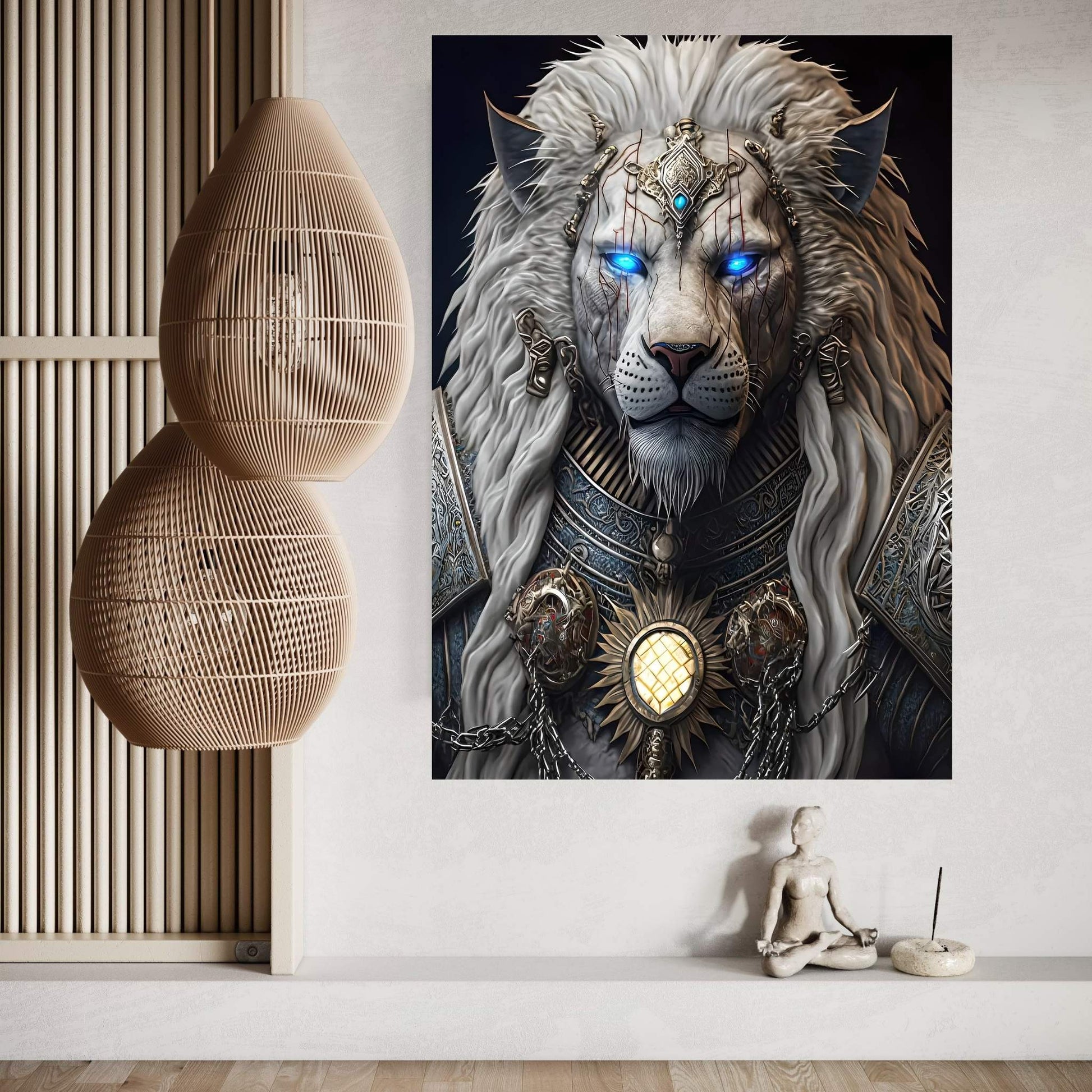 King Gold Lion Wall Art, Lion Canvas Art, Animal Wall Art - Y Canvas