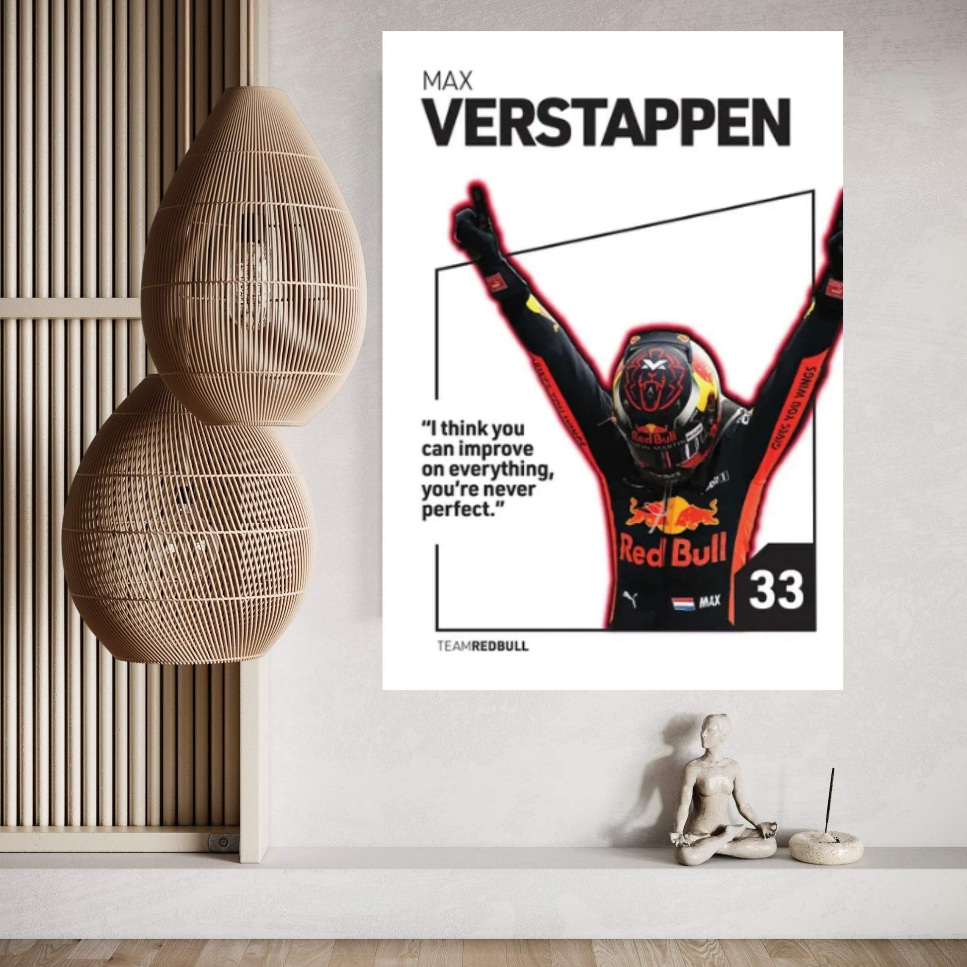 Max Verstappen (White) Canvas Wall Art - Y Canvas