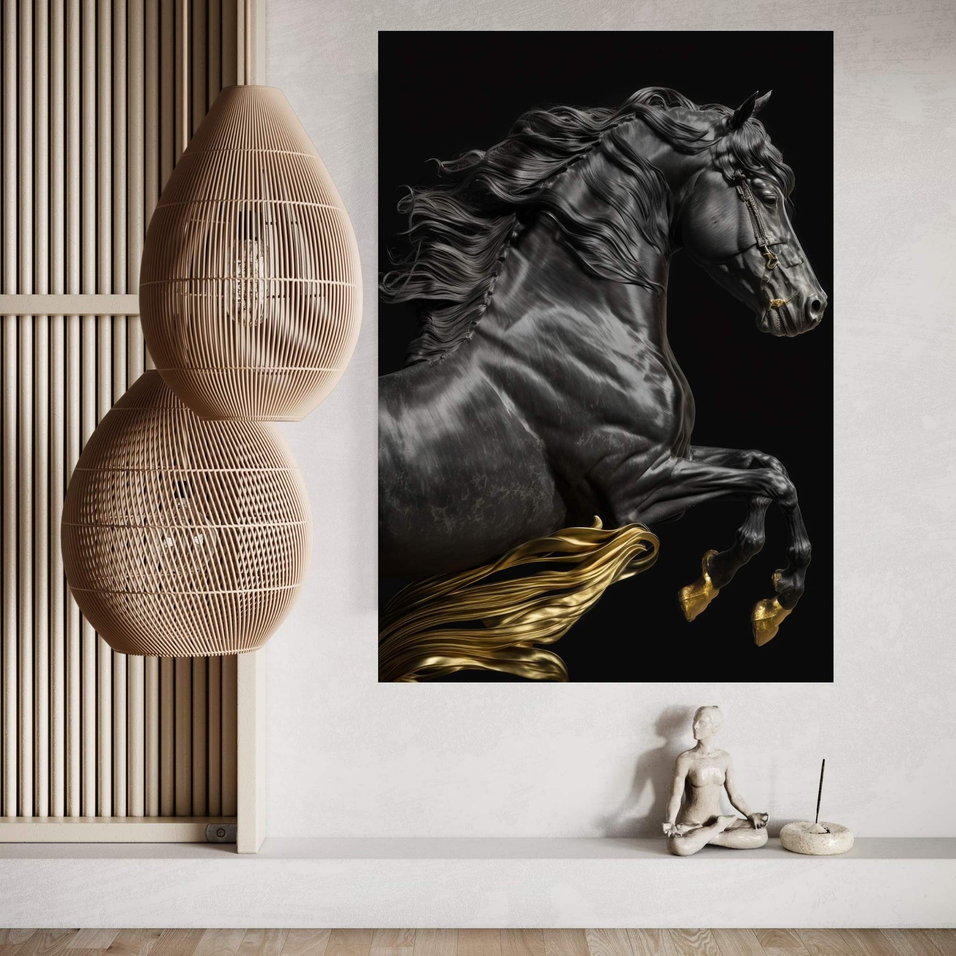 Beautiful Black Horse Canvas Wall Art , Animal Wall Art - Y Canvas