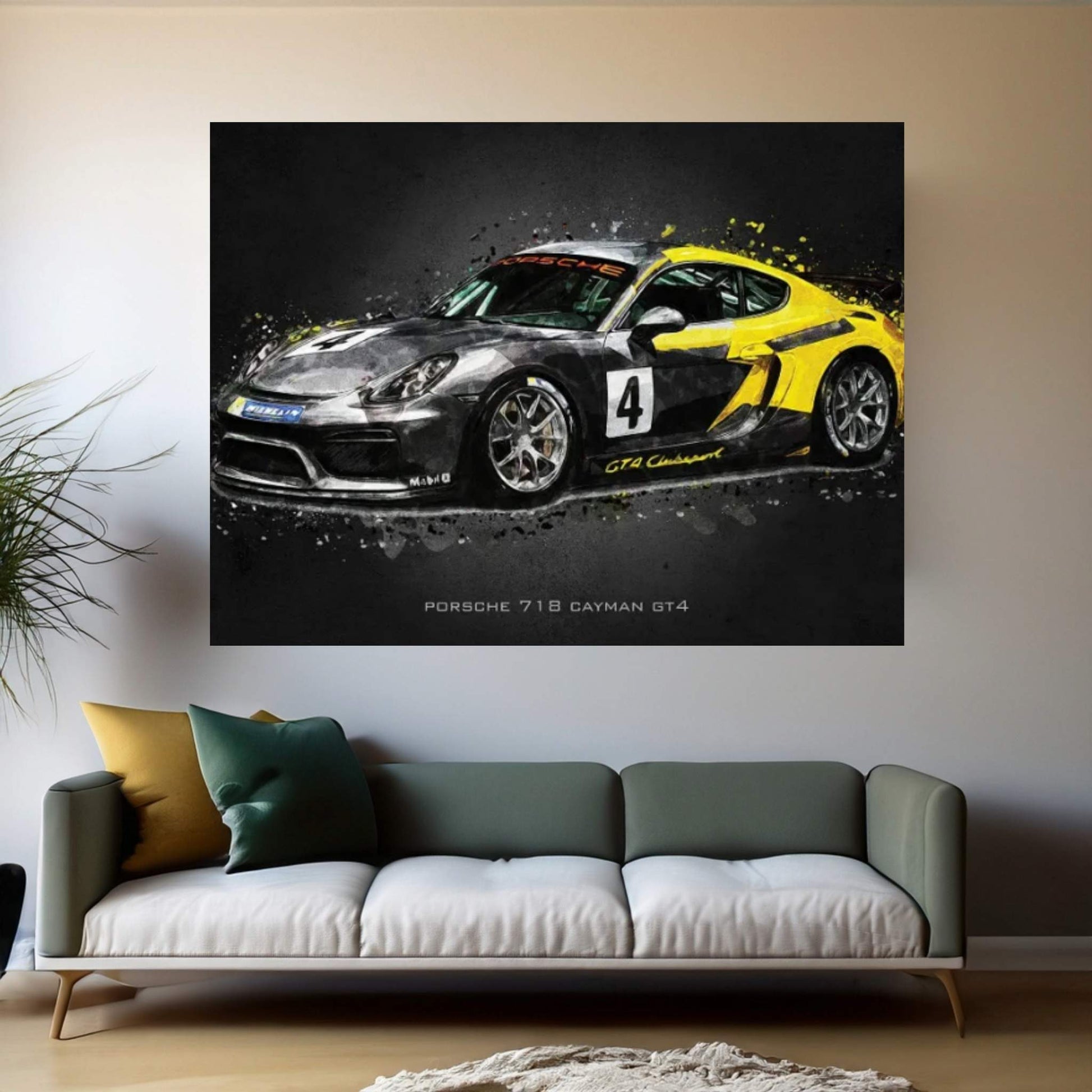 Porsche 718 Cayman GT4 Canvas Wall Art - Y Canvas