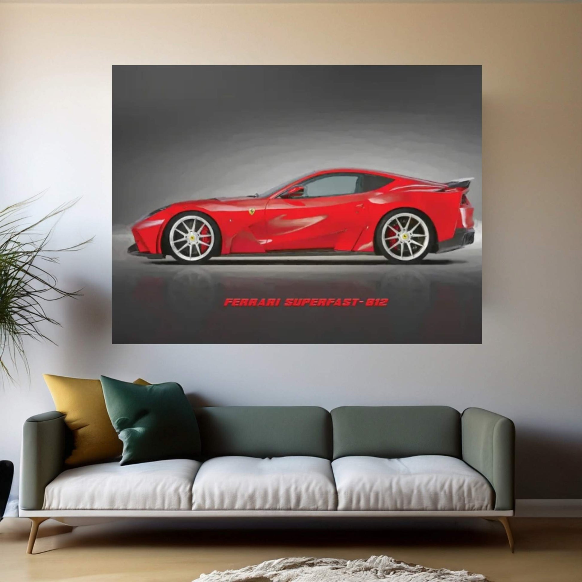 Ferrari Superfast 812 In Watercolor Canvas Wall Art - Y Canvas