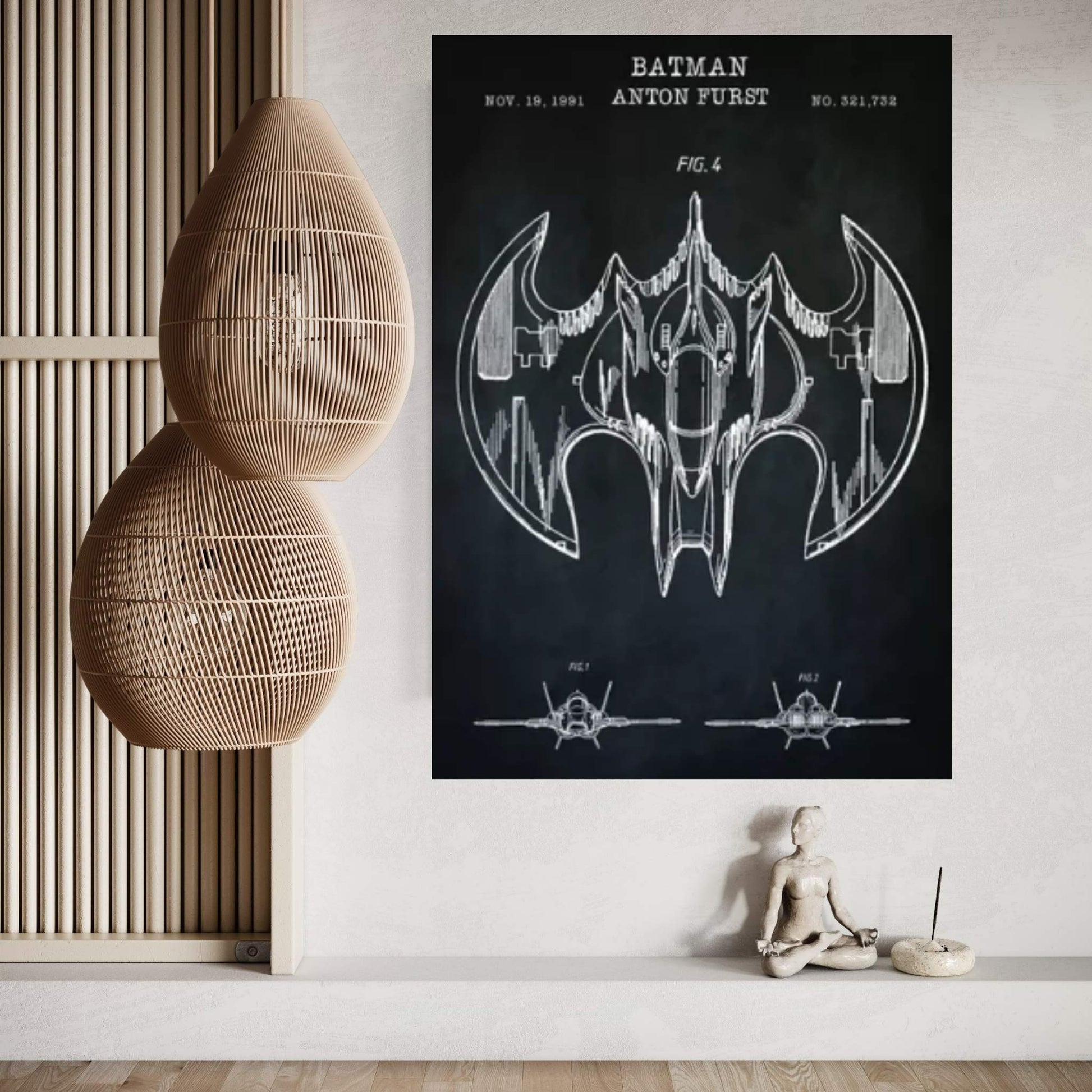 Batwing, Black Canvas Wall Art - Y Canvas