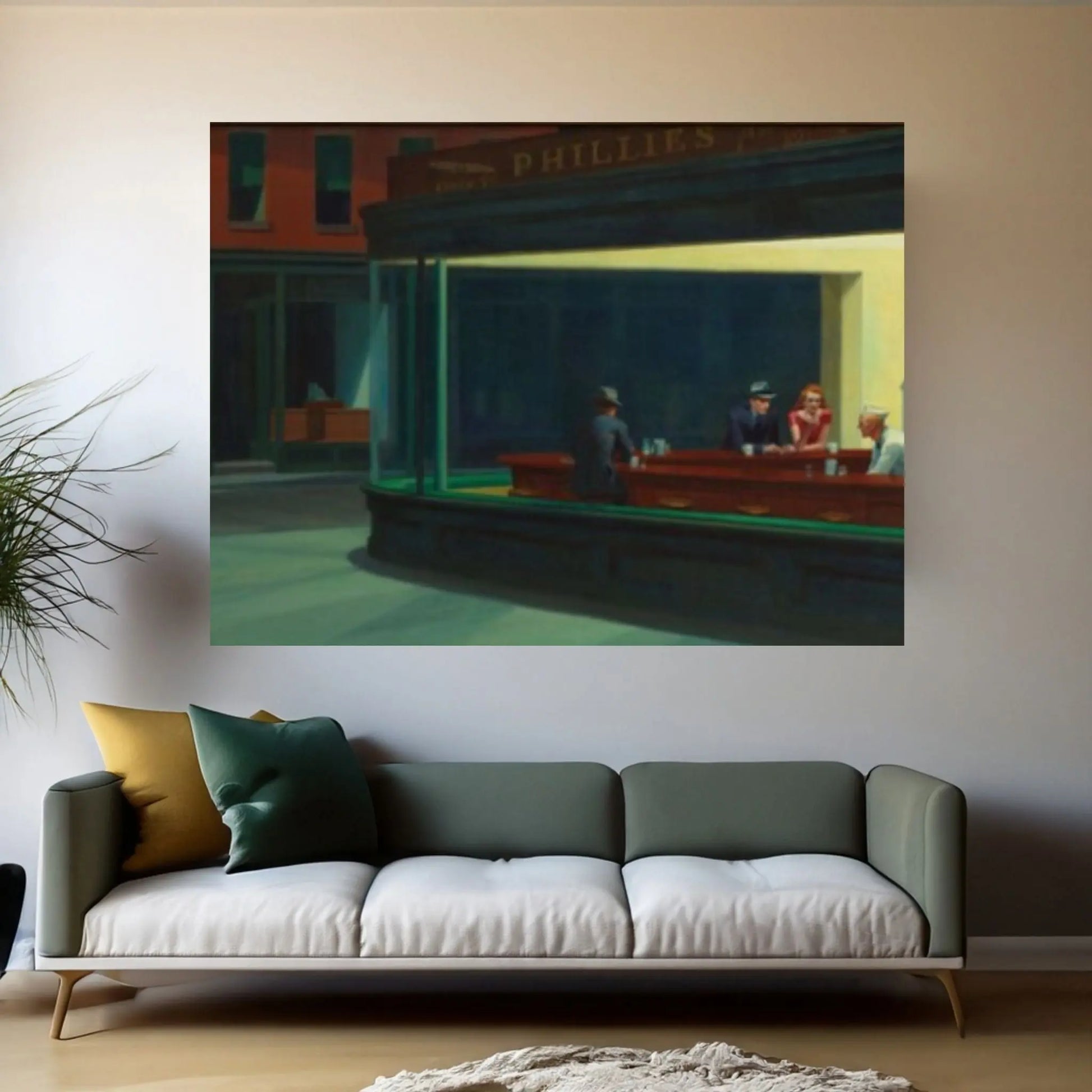 Edward Hopper : Nighthawks (1942) Canvas Wall Art Print Poster - Y Canvas