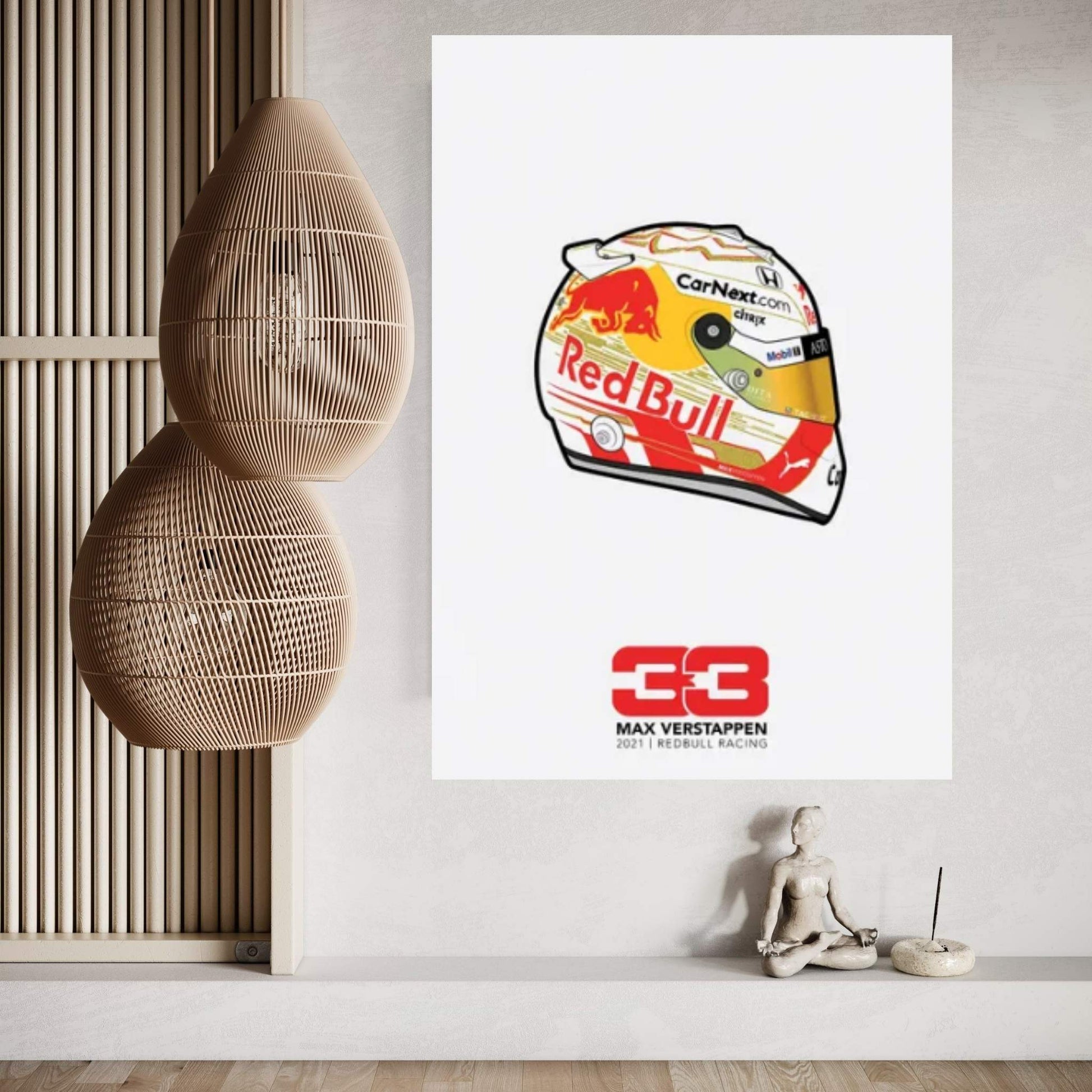 Max Verstappen Helmet 2021 (White) Canvas Wall Art - Y Canvas