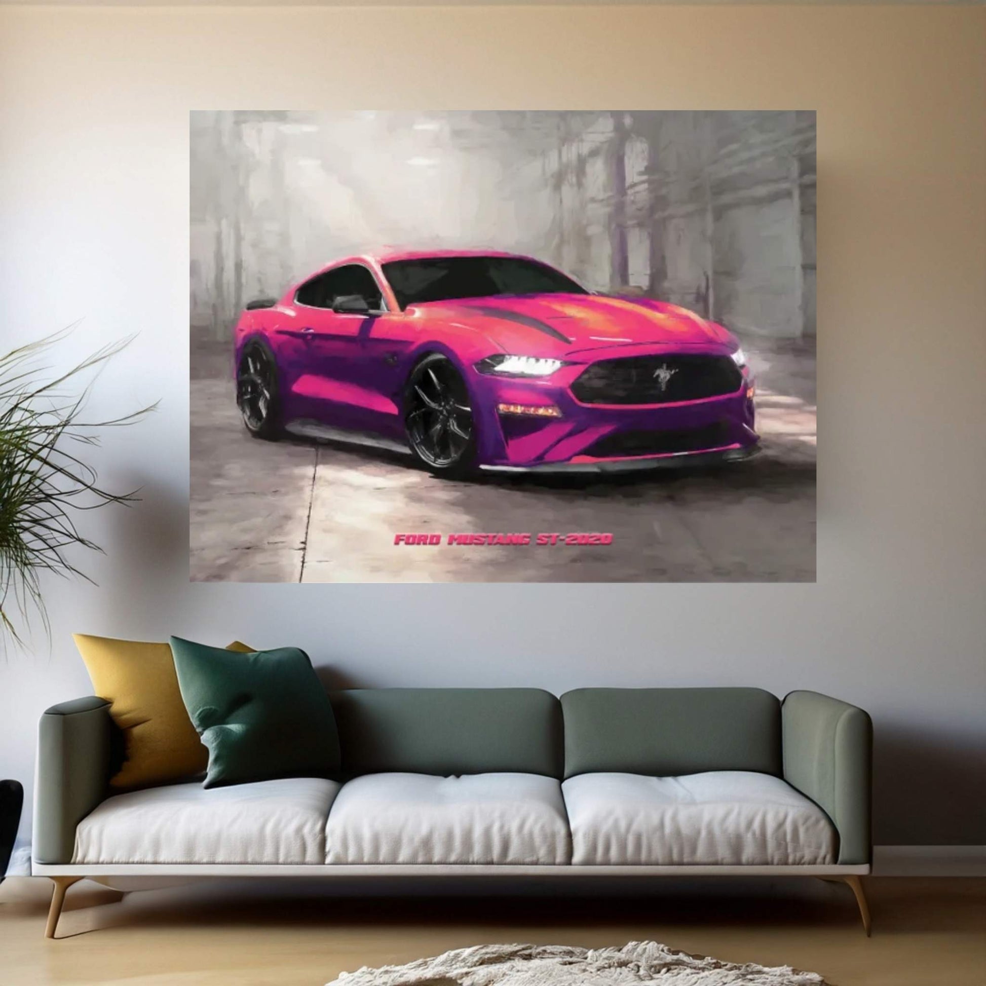 Ford Mustang St In Watercolor Canvas Wall Art - Y Canvas