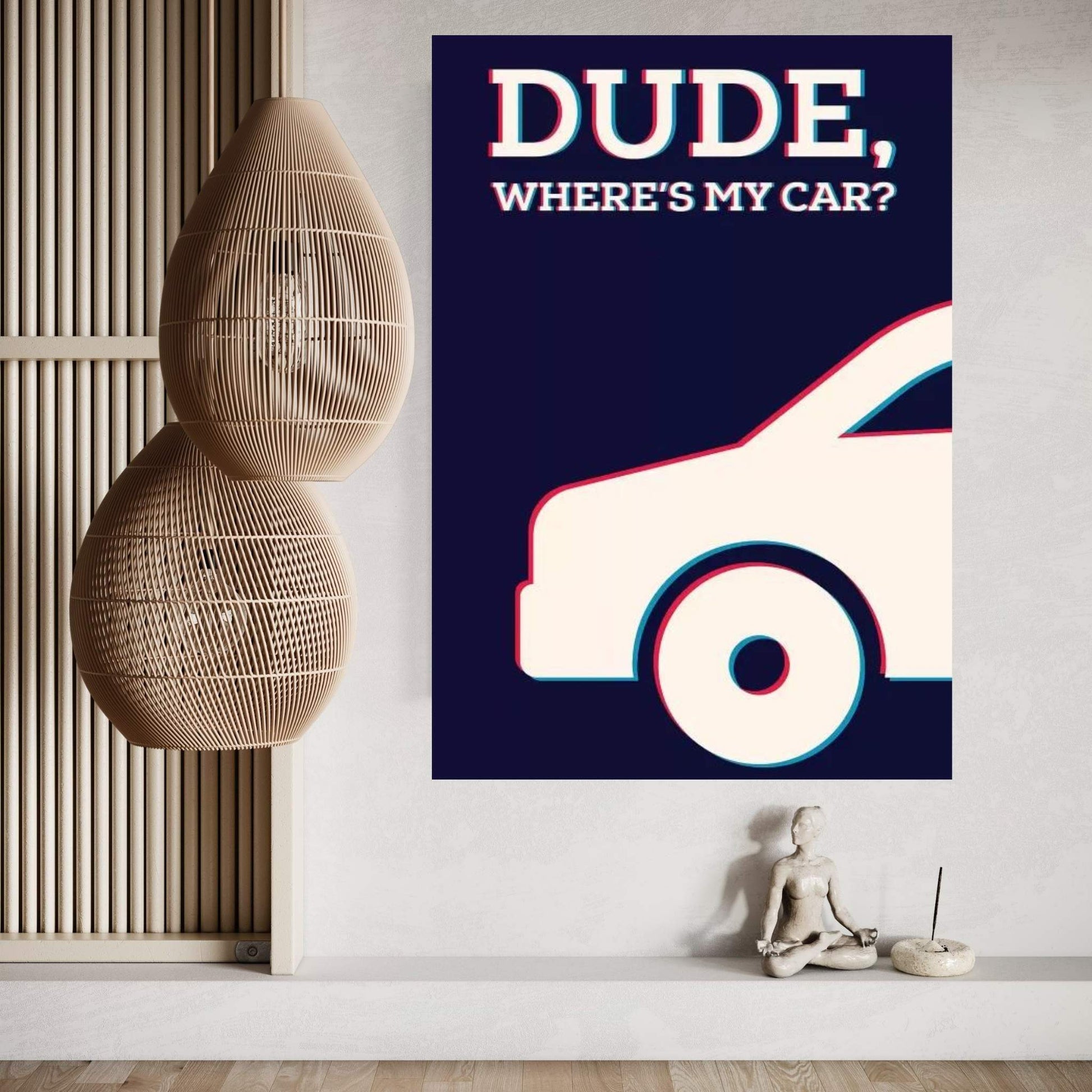 Dude Where's My Car Minimalist Poster Canvas Wall Art - Y Canvas