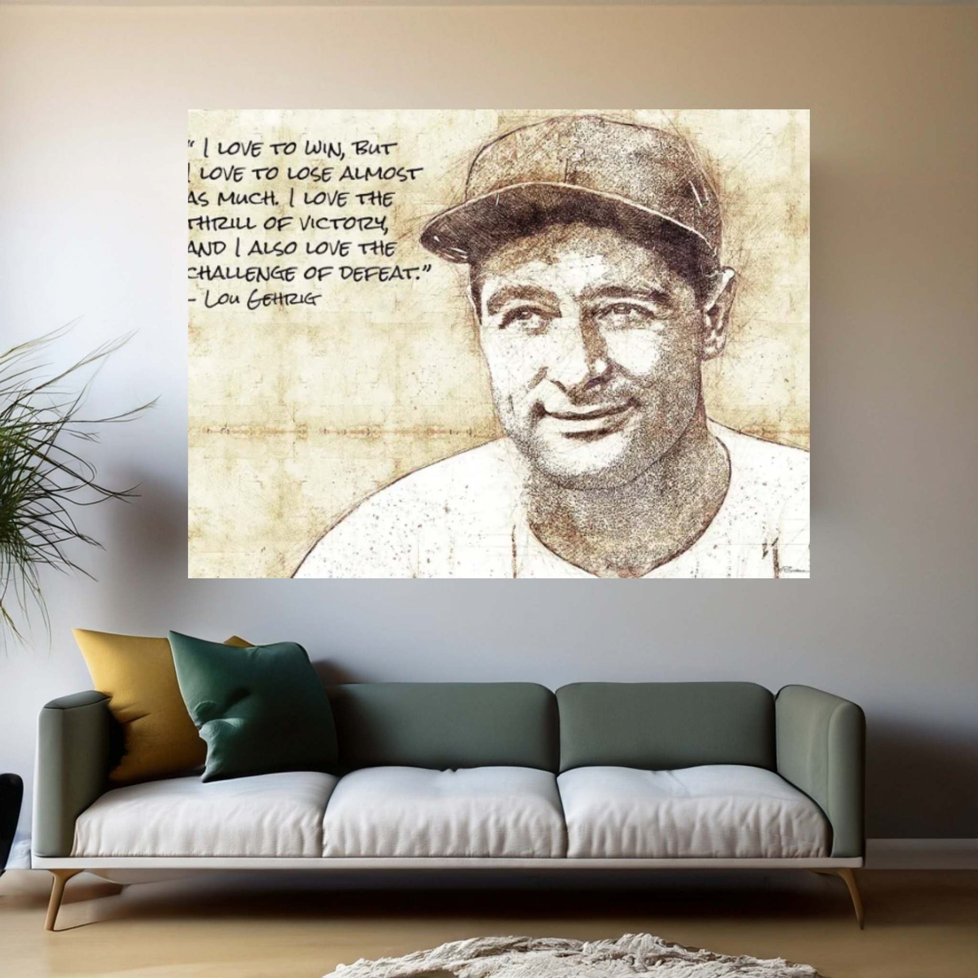Lou Gehrig Sketch Canvas Wall Art - Y Canvas