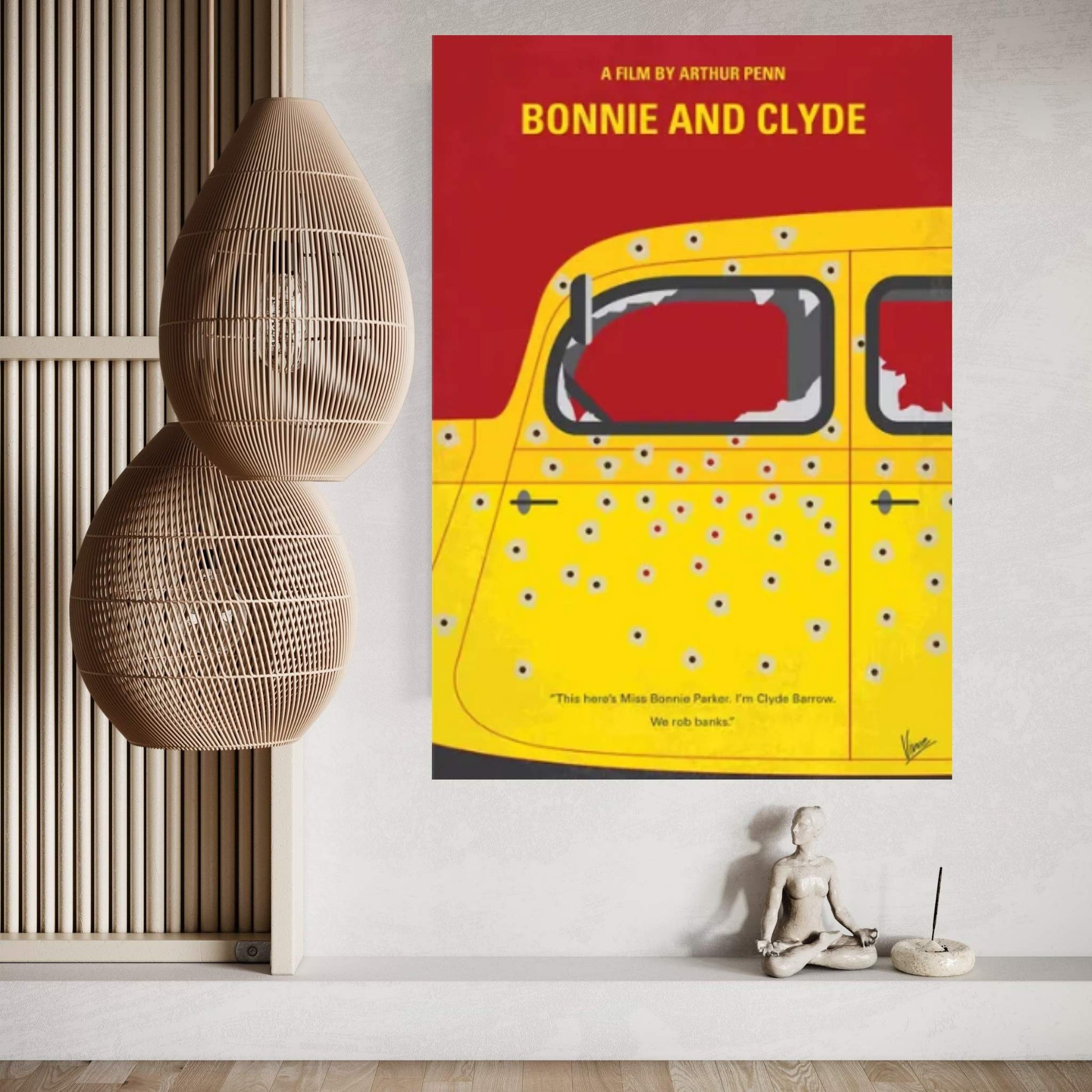 Bonnie And Clyde Minimal Movie Poster Canvas Wall Art - Y Canvas