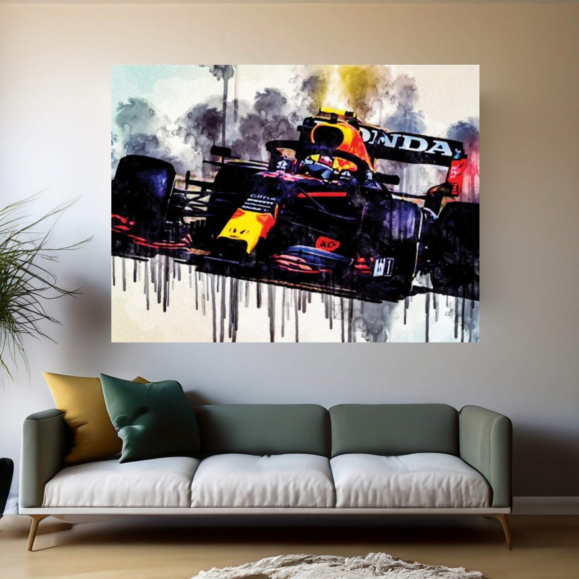Max Verstappen Close-Up Red Bull Racing Rb16B 2021 F1 Cars Formula 1 Raceway Rb16B On Track Red Bull Racing Honda Canvas Wall Art - Y Canvas