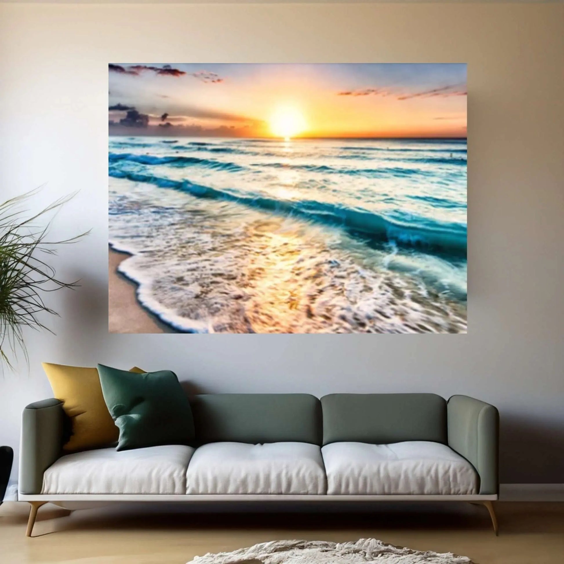 Sea beach ocean white sand Canvas Wall Art Design - Y Canvas
