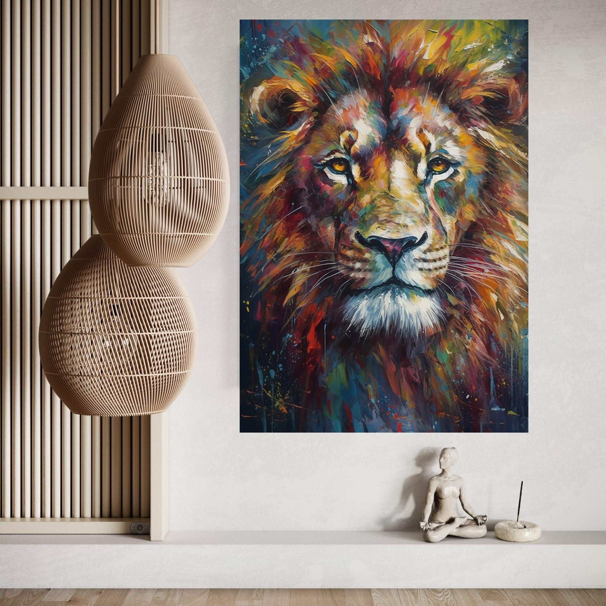 Lion Portrait , Animal Lion Canvas Wall Art Print - Y Canvas