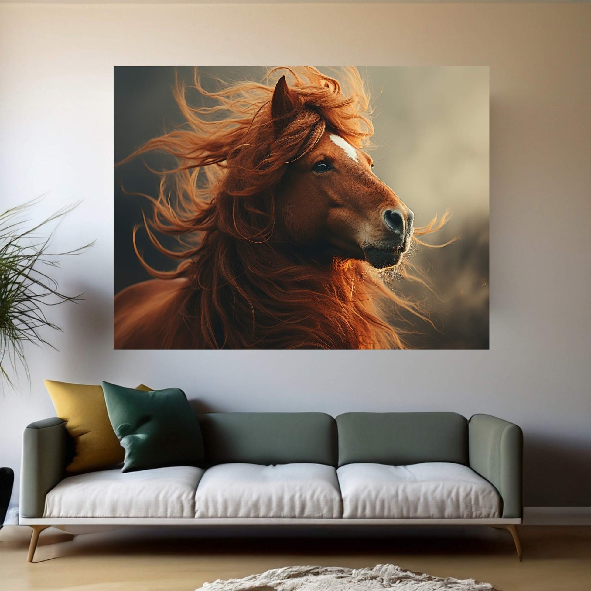 Beautiful Brown Horse Canvas Wall Art , Animal Wall Art - Y Canvas