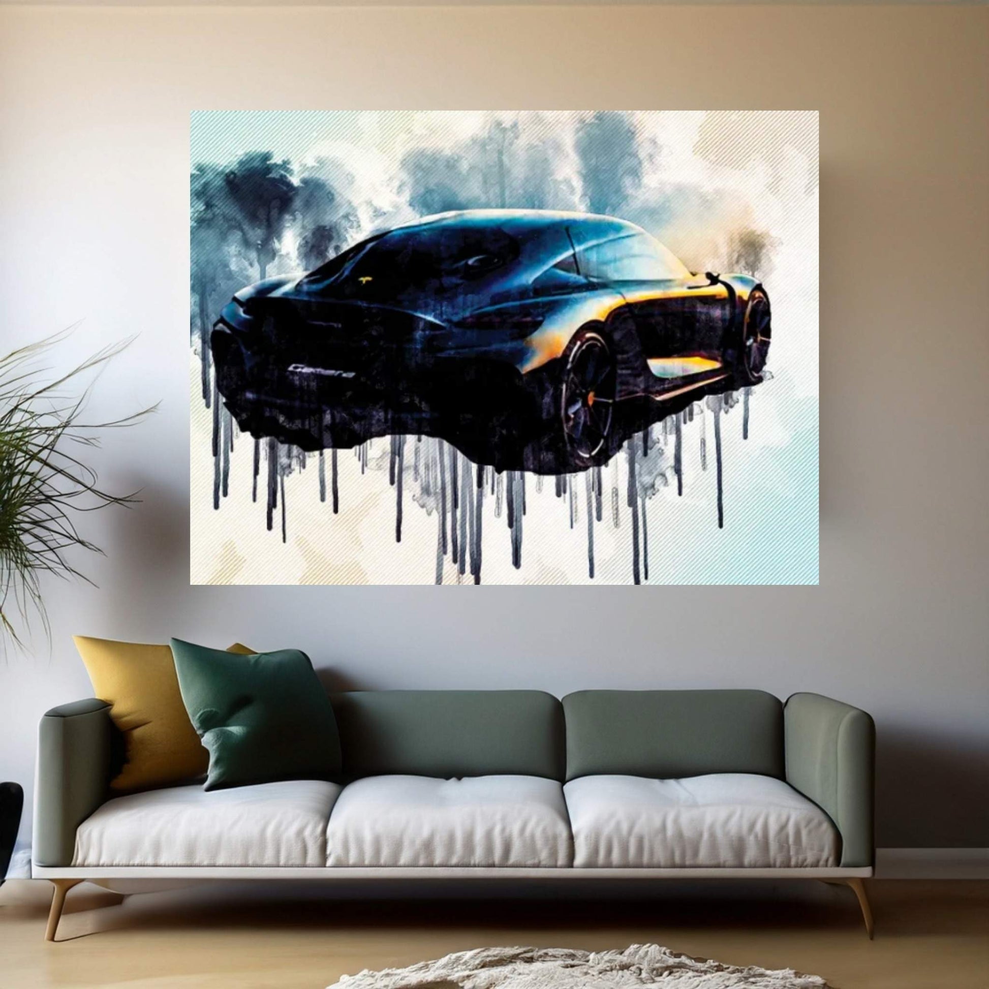 Koenigsegg Gemera 2020 Rear View Exterior Hypercar New Gray Gemera Evening Sunset Supercars Canvas Wall Art - Y Canvas