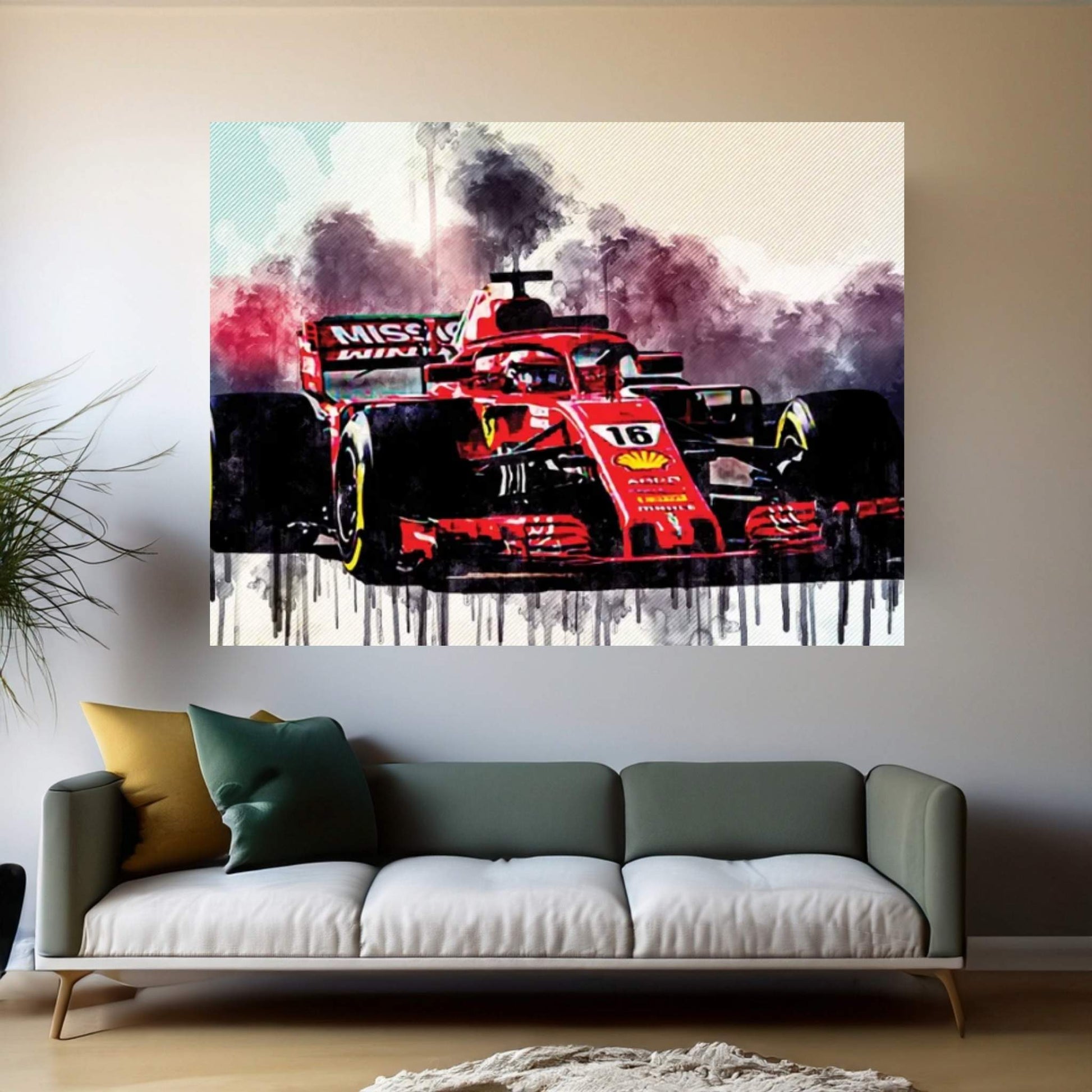 Charles Leclerc Scuderia Ferrari Formula 1 Ferrari Sf90 Racing Car Italian Team F1 Canvas Wall Art - Y Canvas