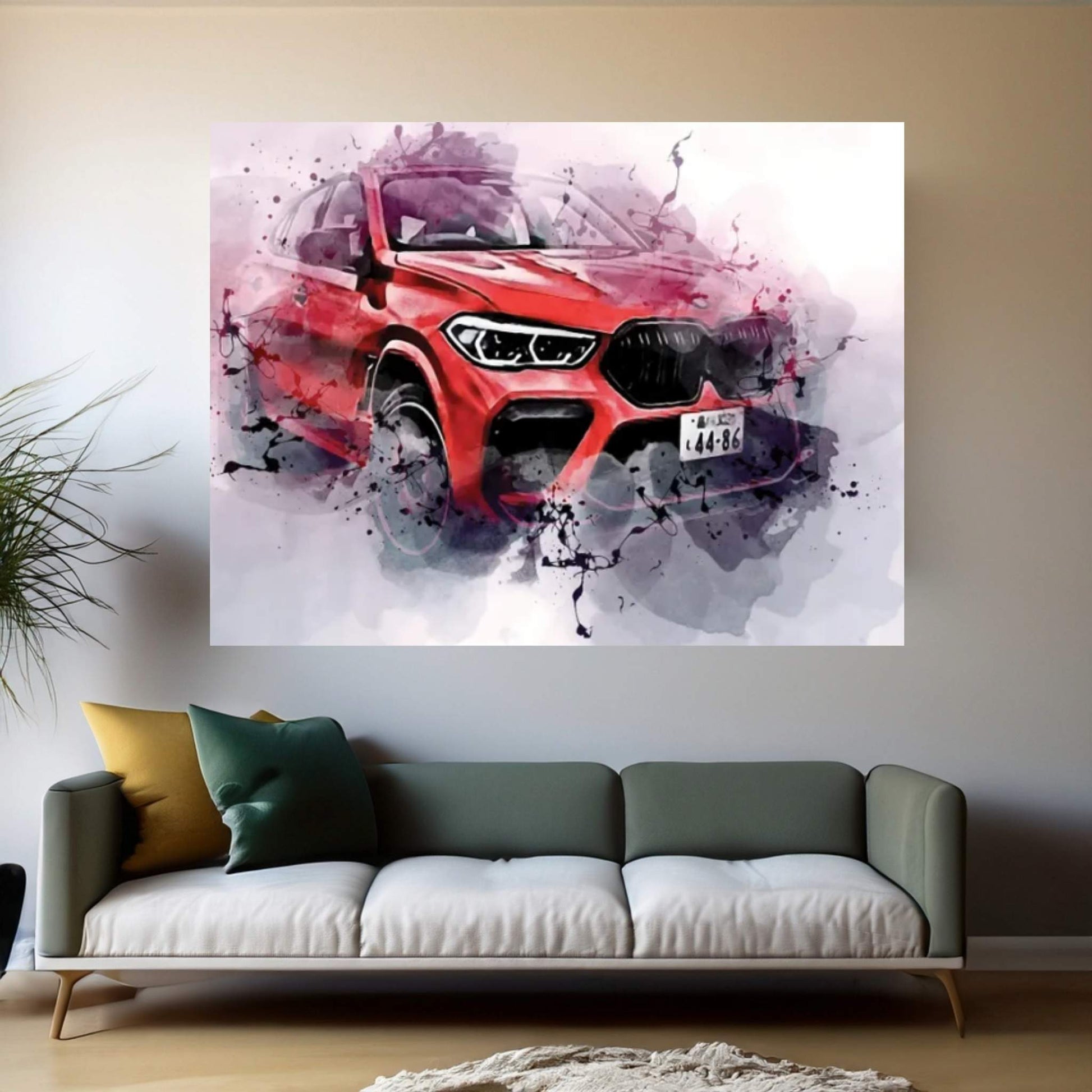 BMW X6M Competition Motion Blur 2022 Cars F96 Canvas Wall Art - Y Canvas