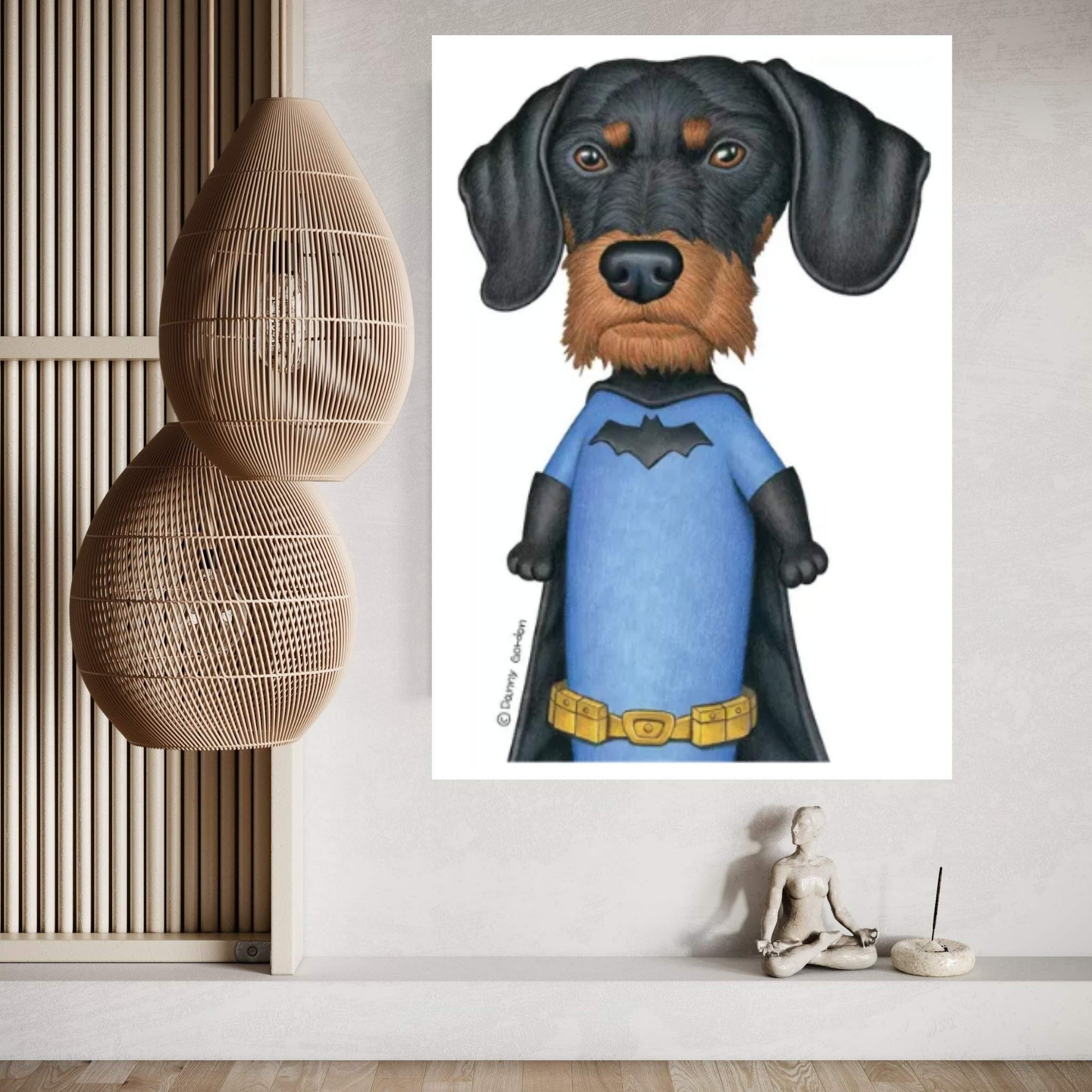 Dachshund Batman Canvas Wall Art - Y Canvas