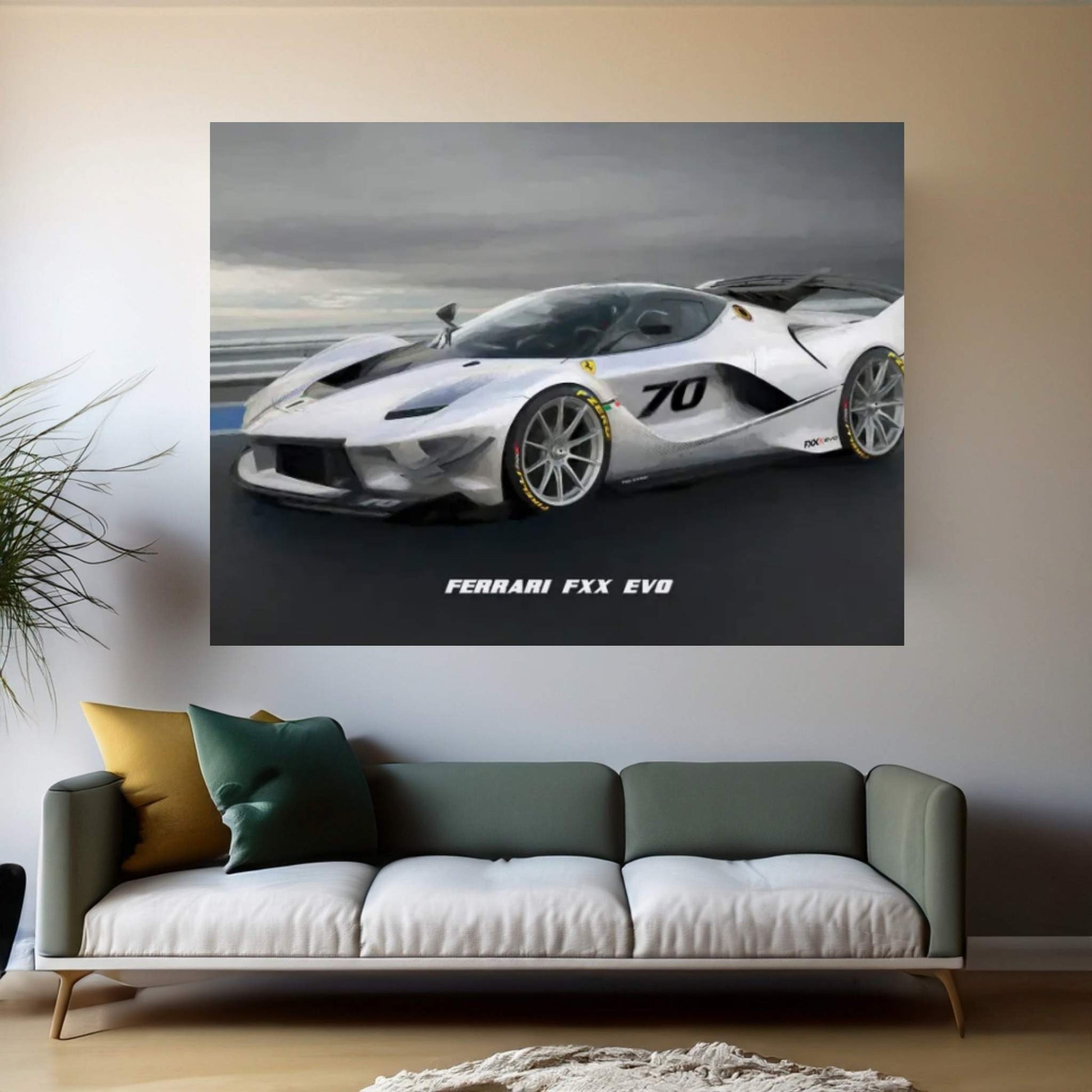 Ferrari FXX Evo In Watercolor Canvas Wall Art - Y Canvas