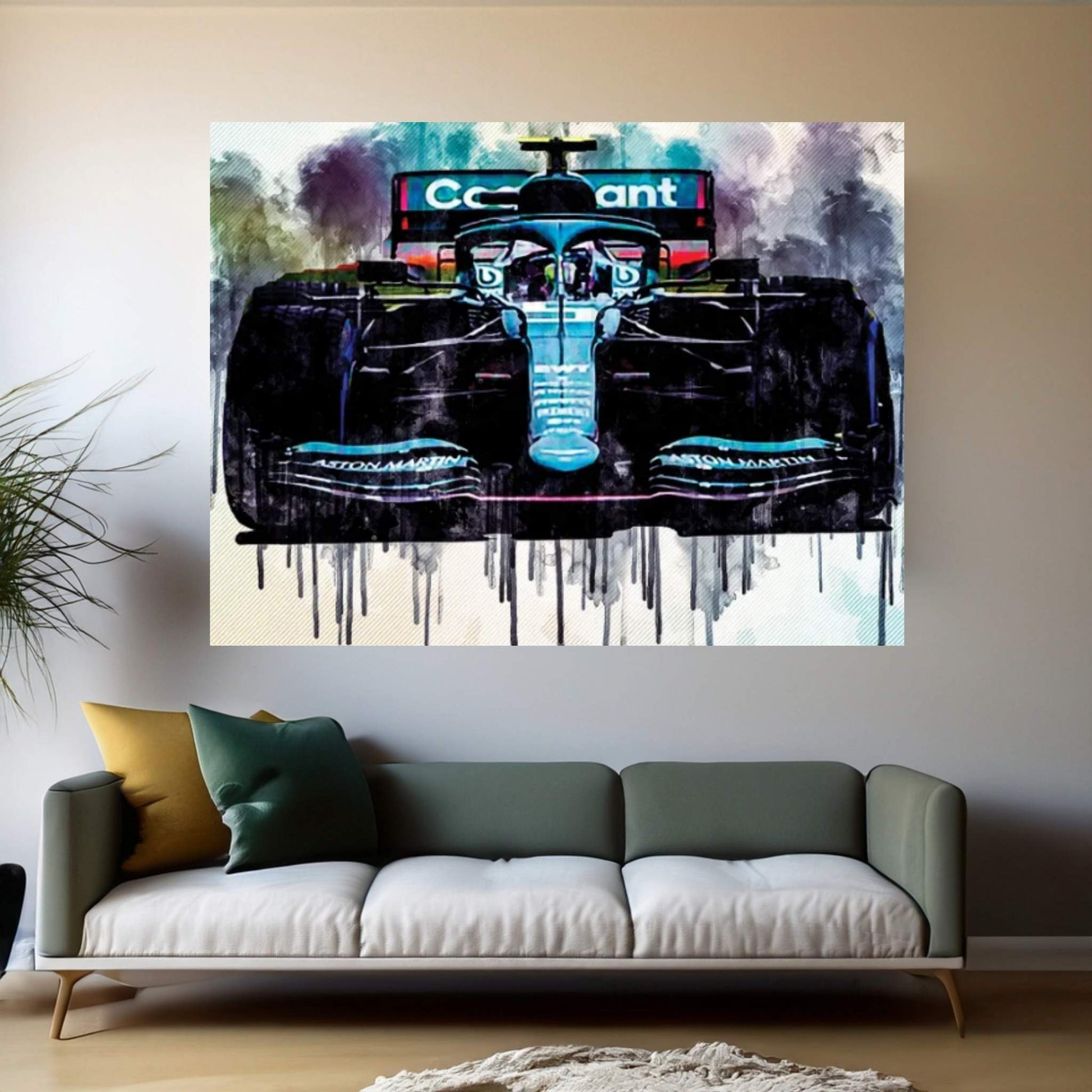 Sebastian Vettel 2021 Aston Martin Amr21 Aston Martin F1 Team German Racing Drivers Formula 1 Canvas Wall Art - Y Canvas