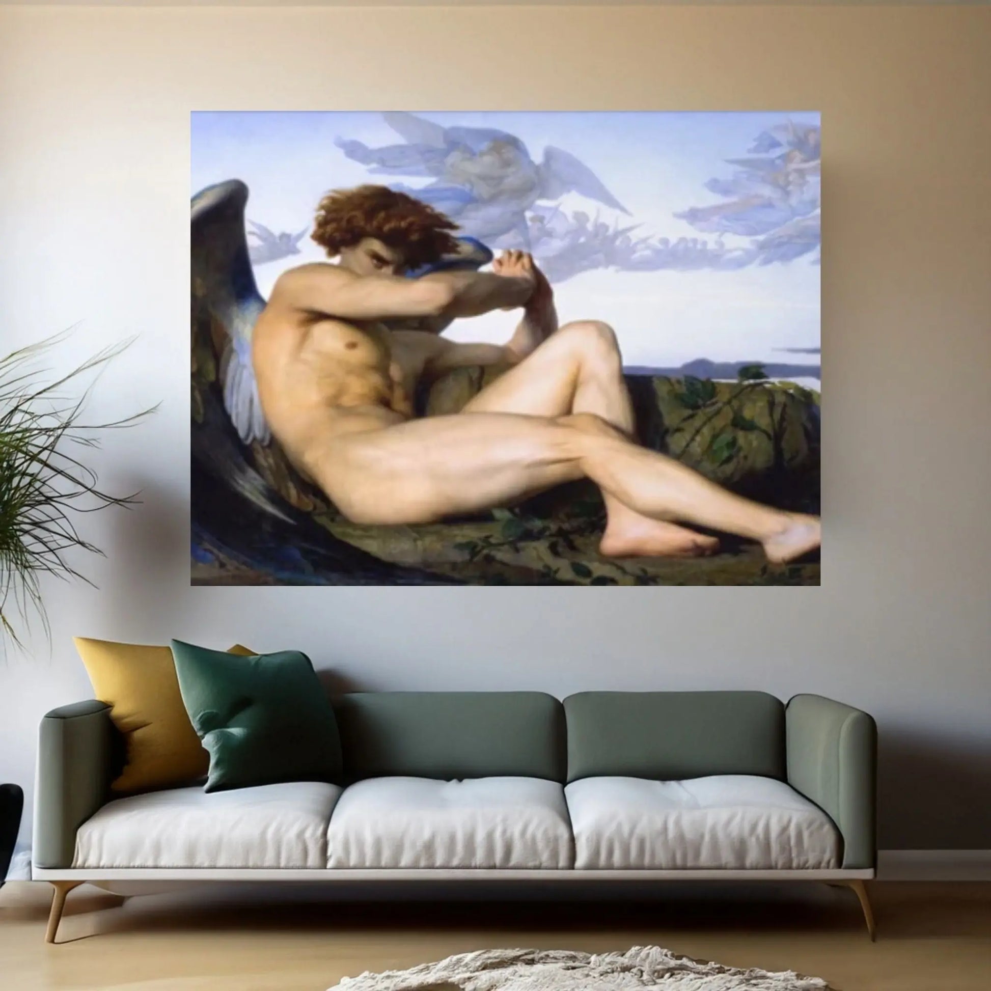 Alexandre Cabanel : Fallen Angel (1847) Canvas Wall Art Print Poster - Y Canvas