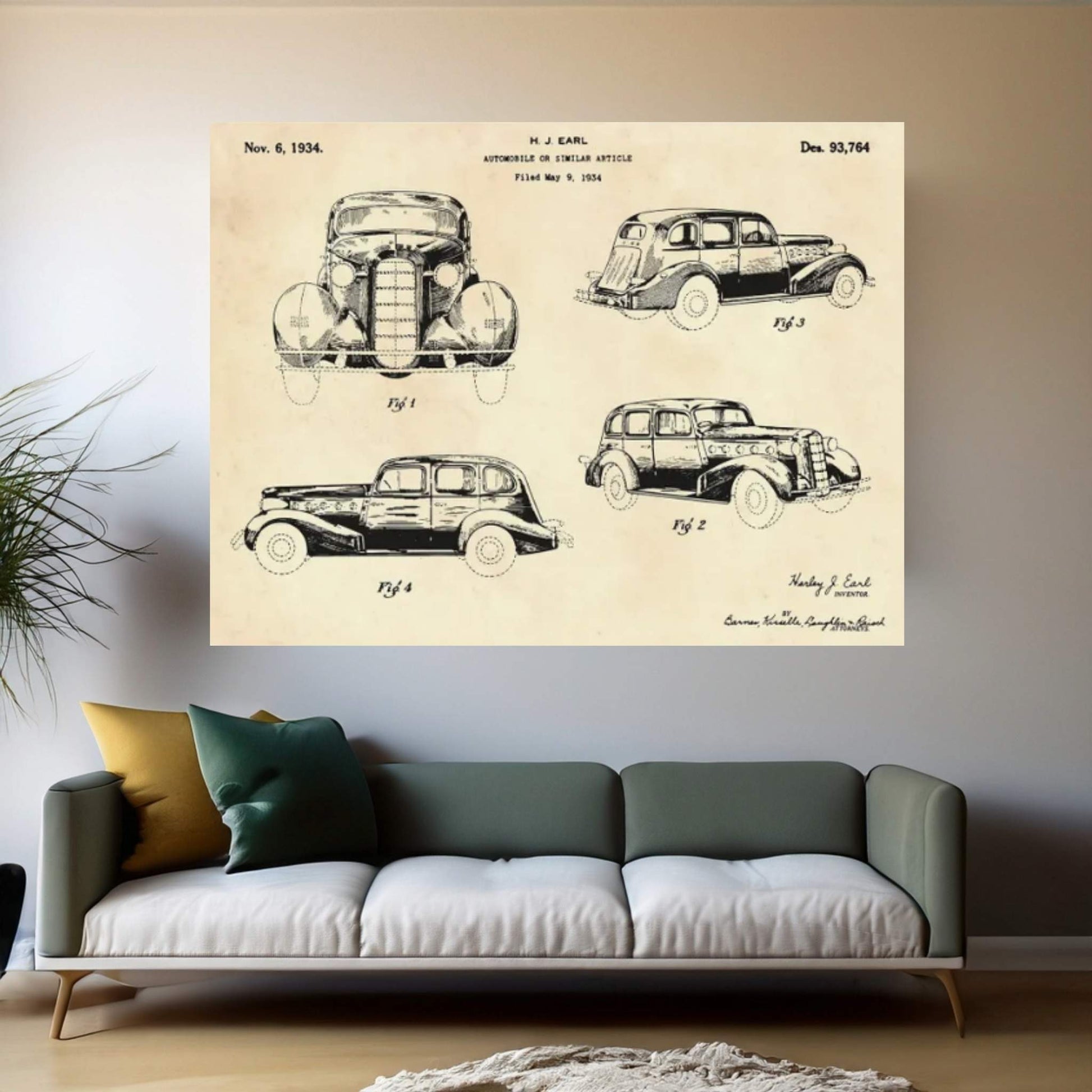 Automobile Patent II Canvas Wall Art - Y Canvas