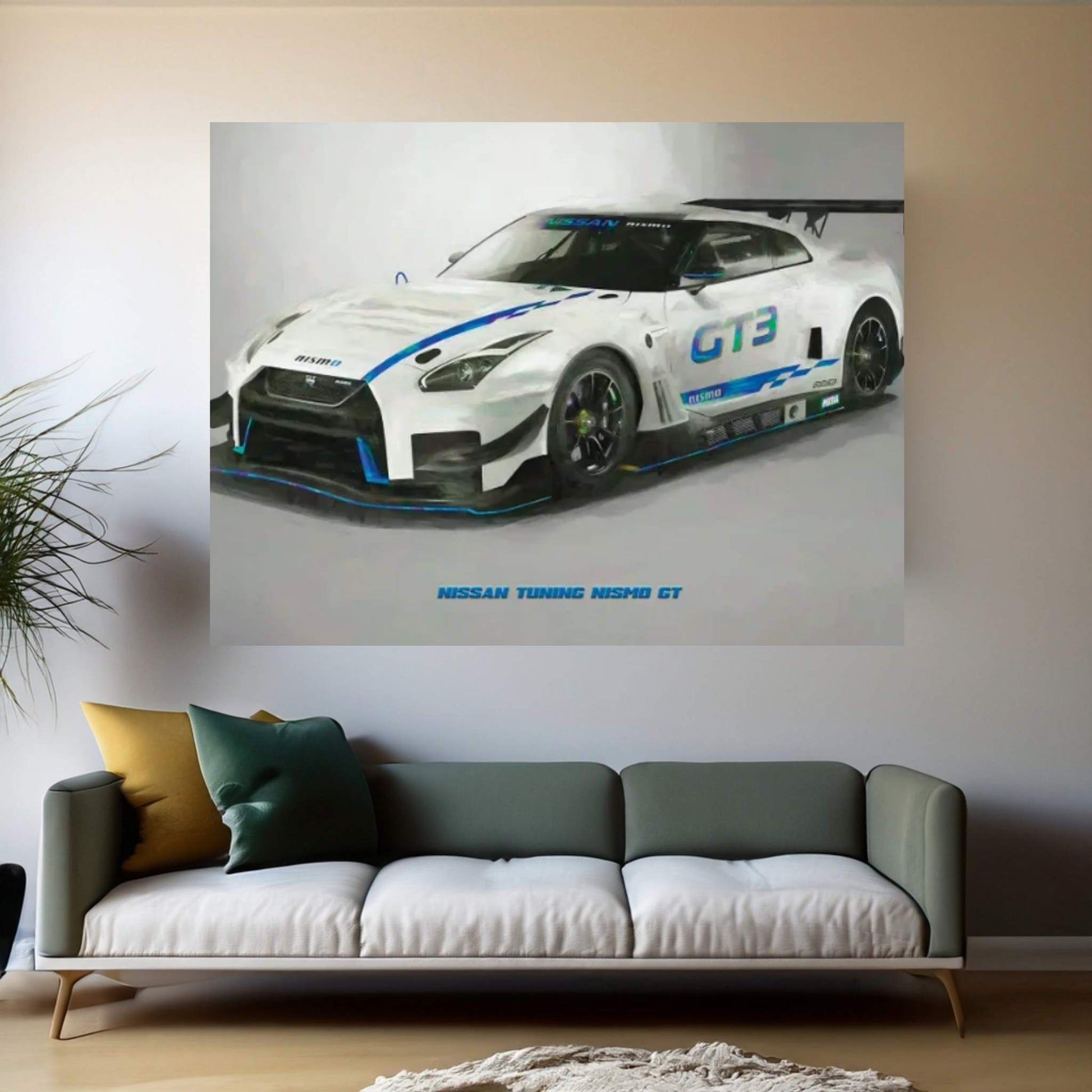 Nissan Tuning Nismo GT In Watercolor Canvas Wall Art - Y Canvas