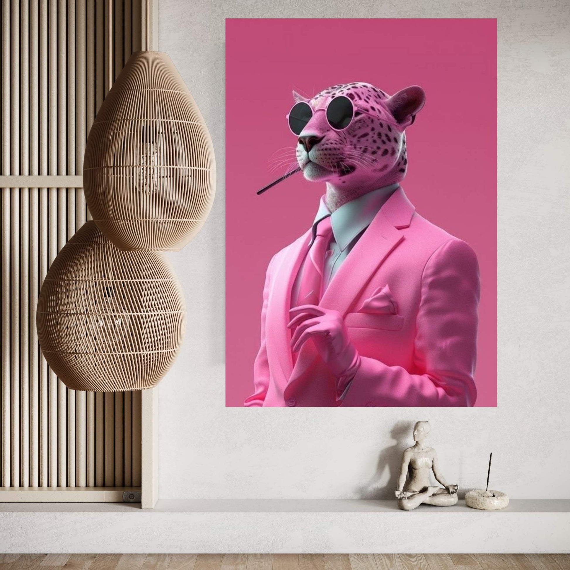 Smoking Pink Panther Canvas Wall Art - Y Canvas