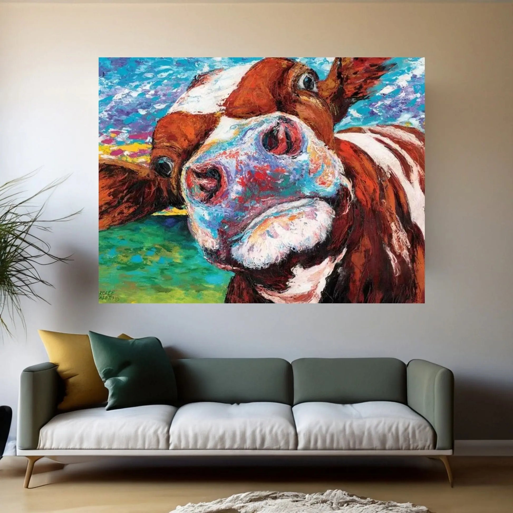 Curious Cow I Canvas Wall Art - Y Canvas