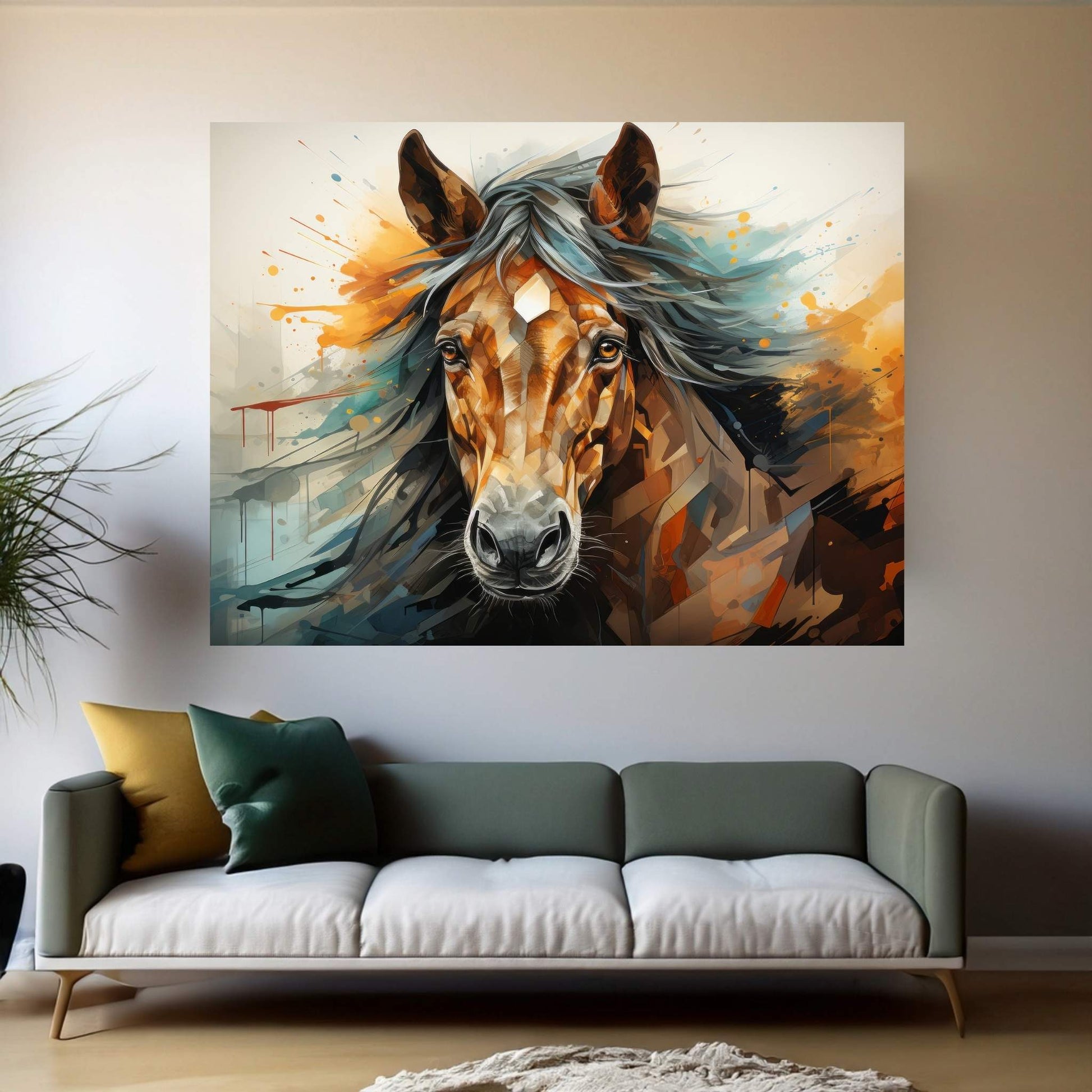 Beautiful Brown Horse Canvas Wall Art , Animal Wall Art - Y Canvas