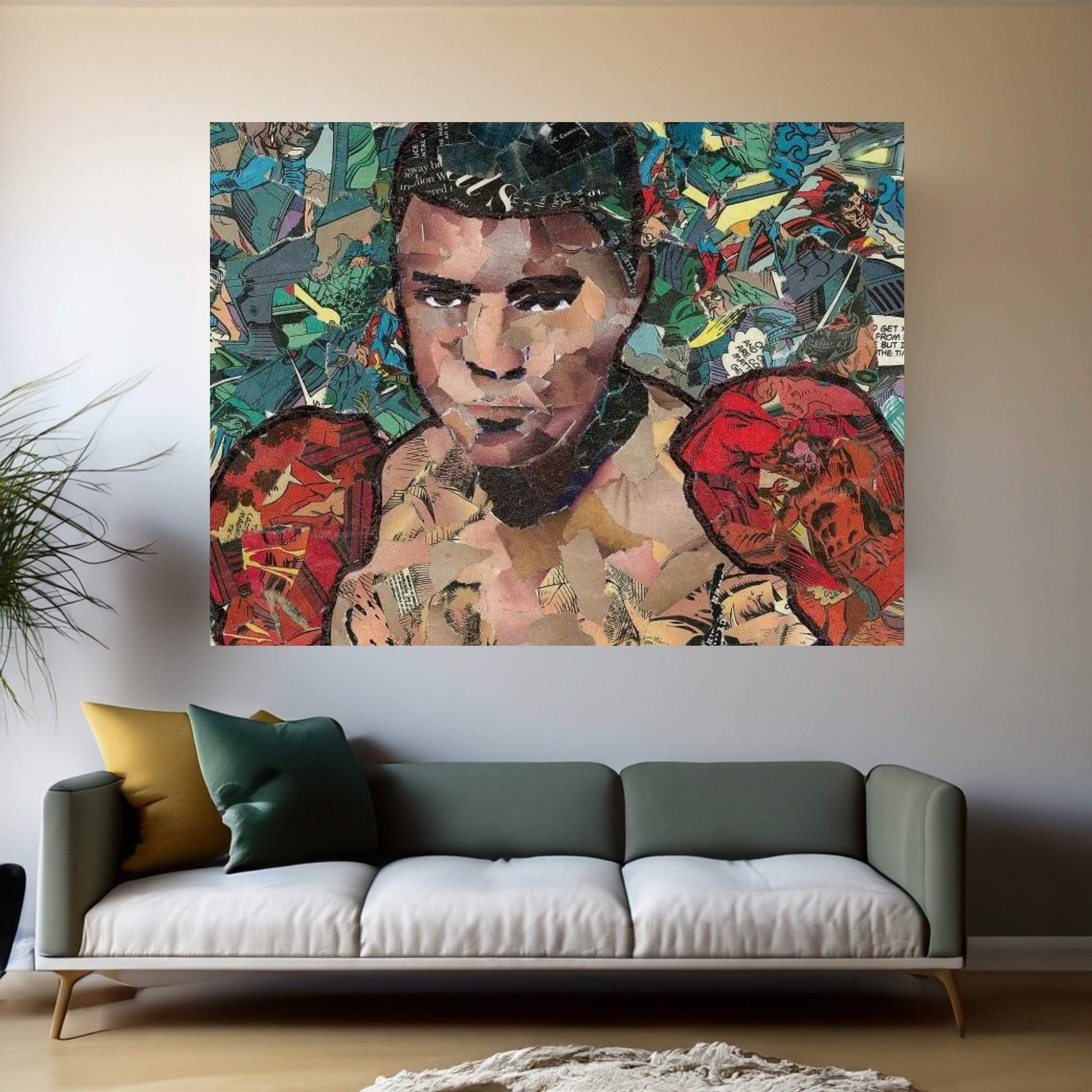 Ali Comic Collage Canvas Wall Art - Y Canvas