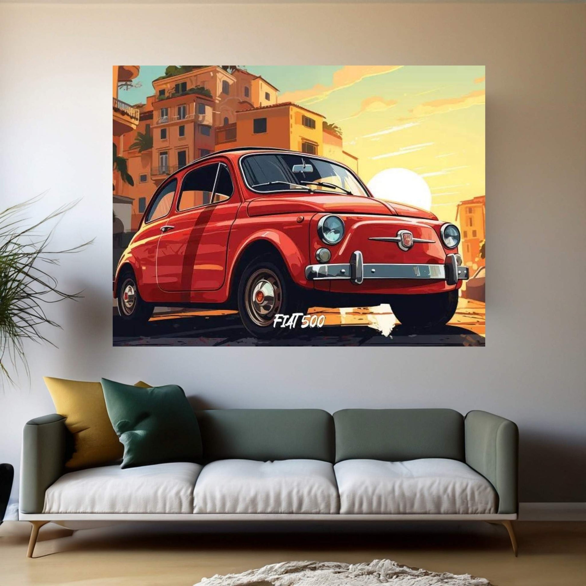 Fiat 500 Comic Canvas Wall Art - Y Canvas