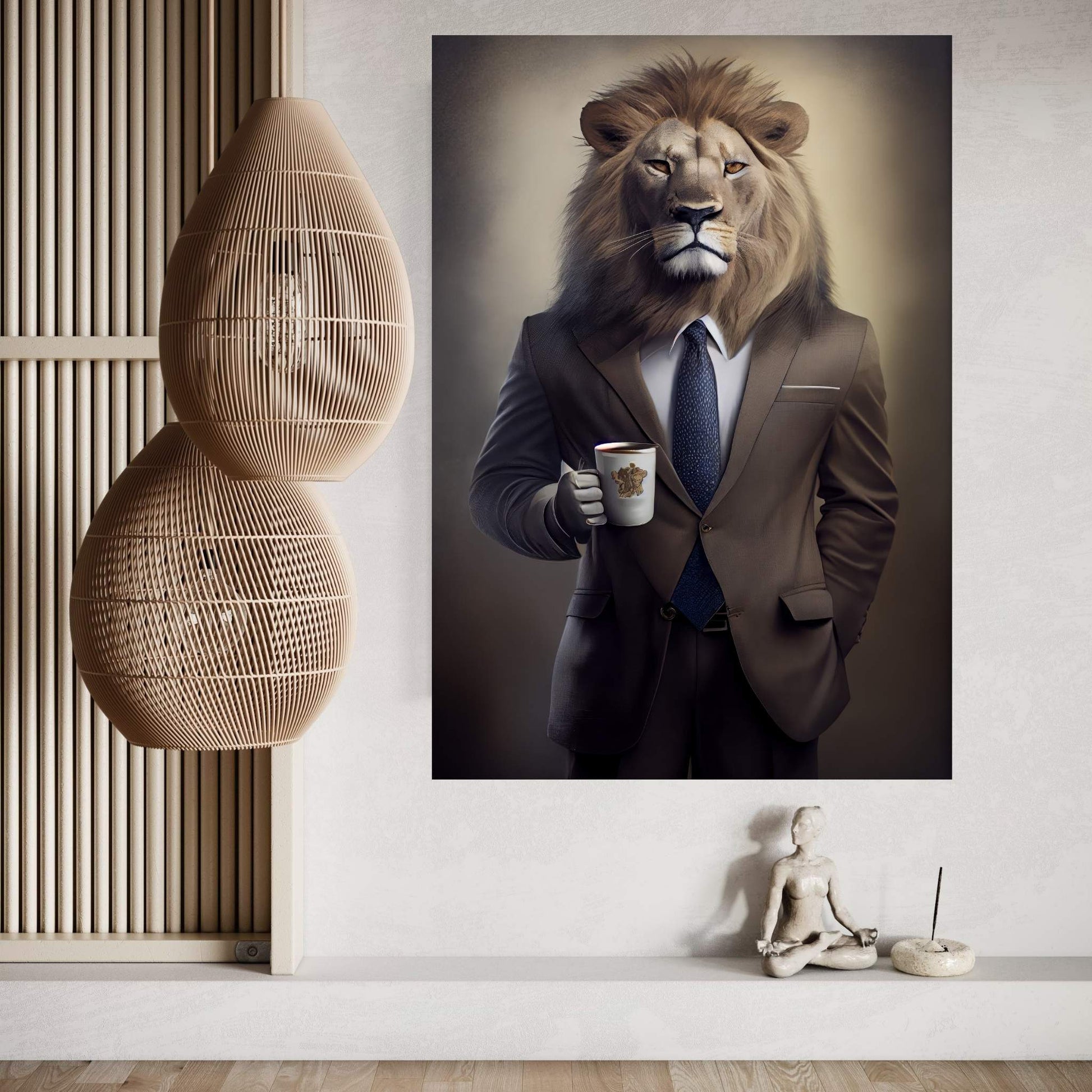 Businnes Lion Wall Art, Lion Canvas Art, Animal Wall Art - Y Canvas