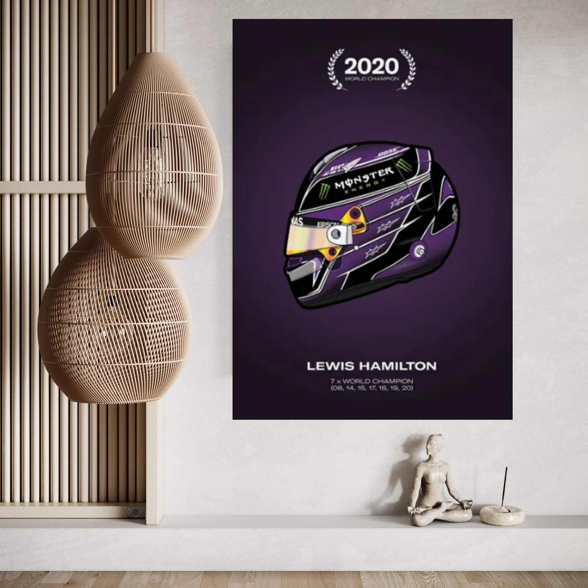 Lewis Hamilton Championship Helmet Canvas Wall Art - Y Canvas