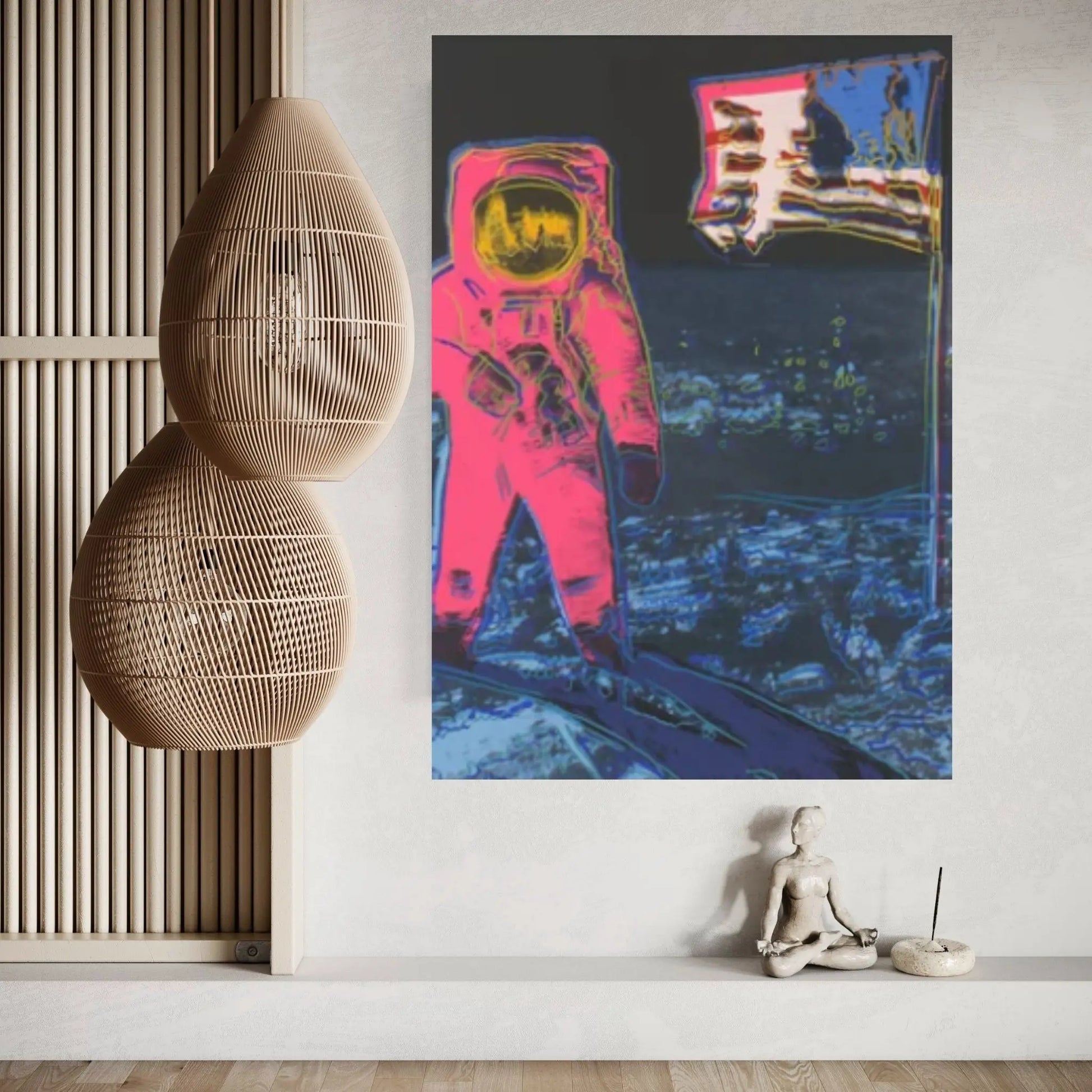 Andy Warhol Moonwalk pop art poster, Andy Warhol Moonwalk Print Warhol Astronaut Wall Art Canvas Paint - Y Canvas