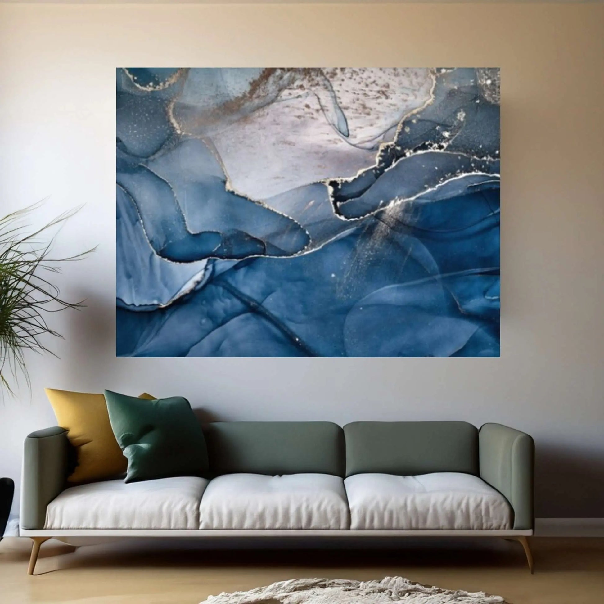 Blue Abstract Wall Art Abstract Painting, Abstract Marble Print Marble Abstract - Y Canvas