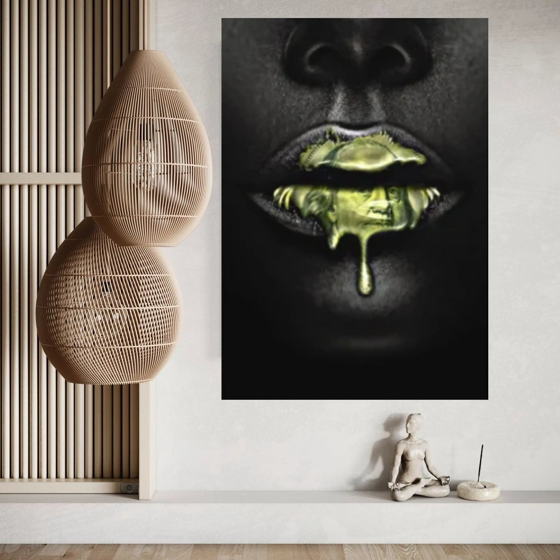 Home Decor Money Lipstick HD Print Sexy African Woman Paintings Picture Wall Art Nordic Modular Canvas Poster - Y Canvas