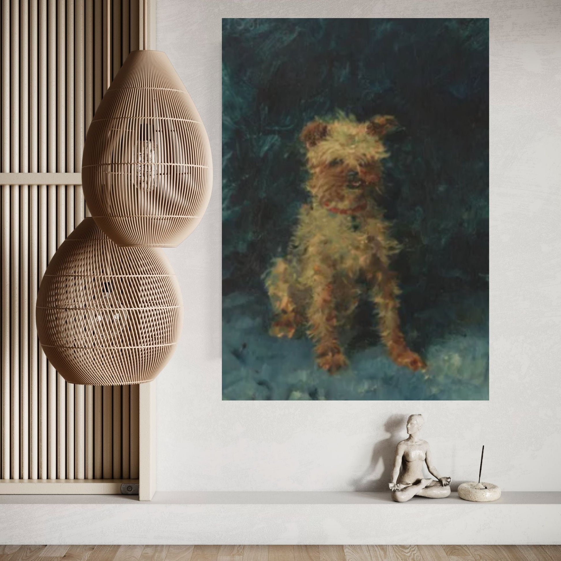 Small Yorkshire Terrier Dog Oil Canvas Wall Art Painting / Cute Yorkie Canvas Wall Art / Vintage French 19th Century Art - Y Canvas