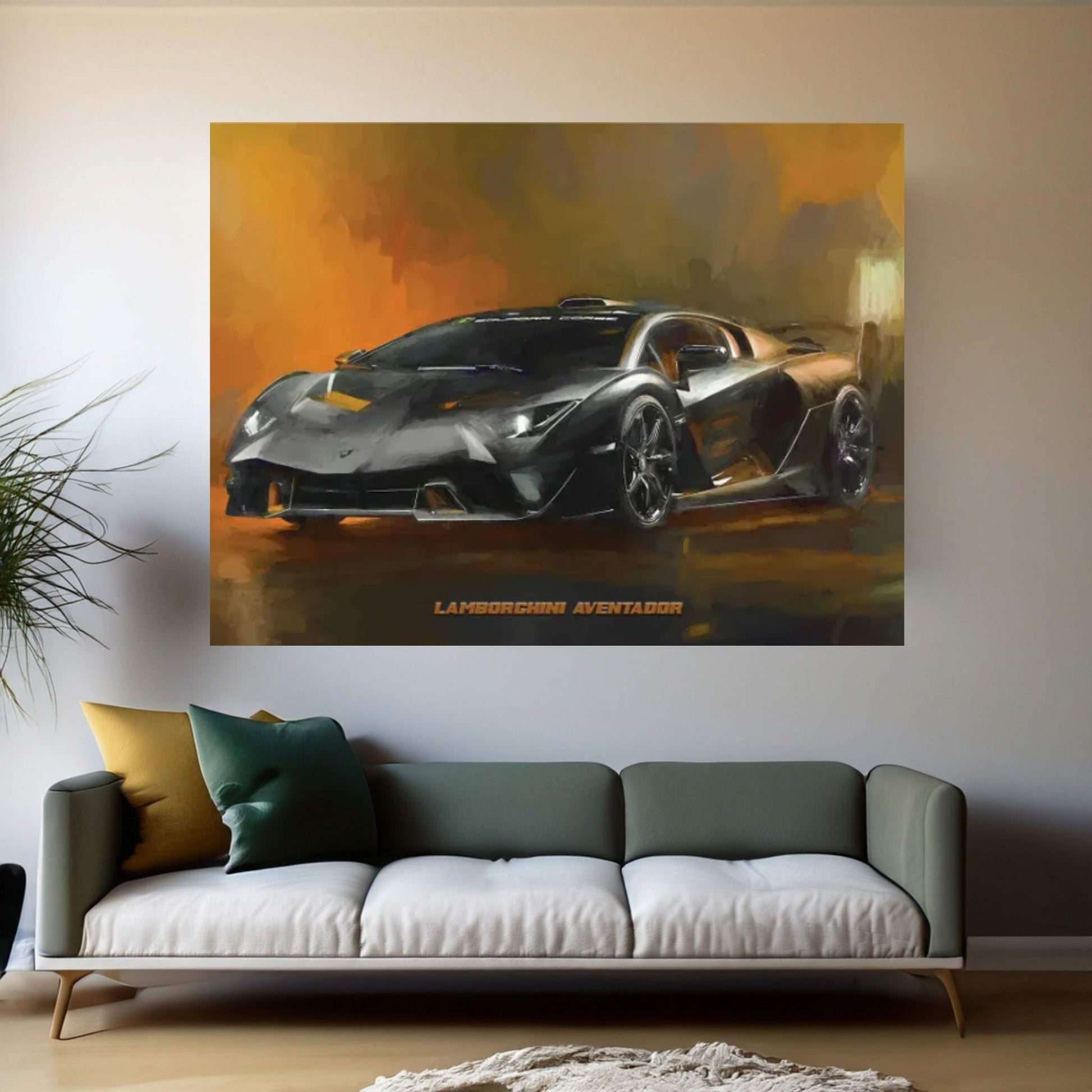 Lamborghini 2018 Aventador In Watercolor Canvas Wall Art - Y Canvas