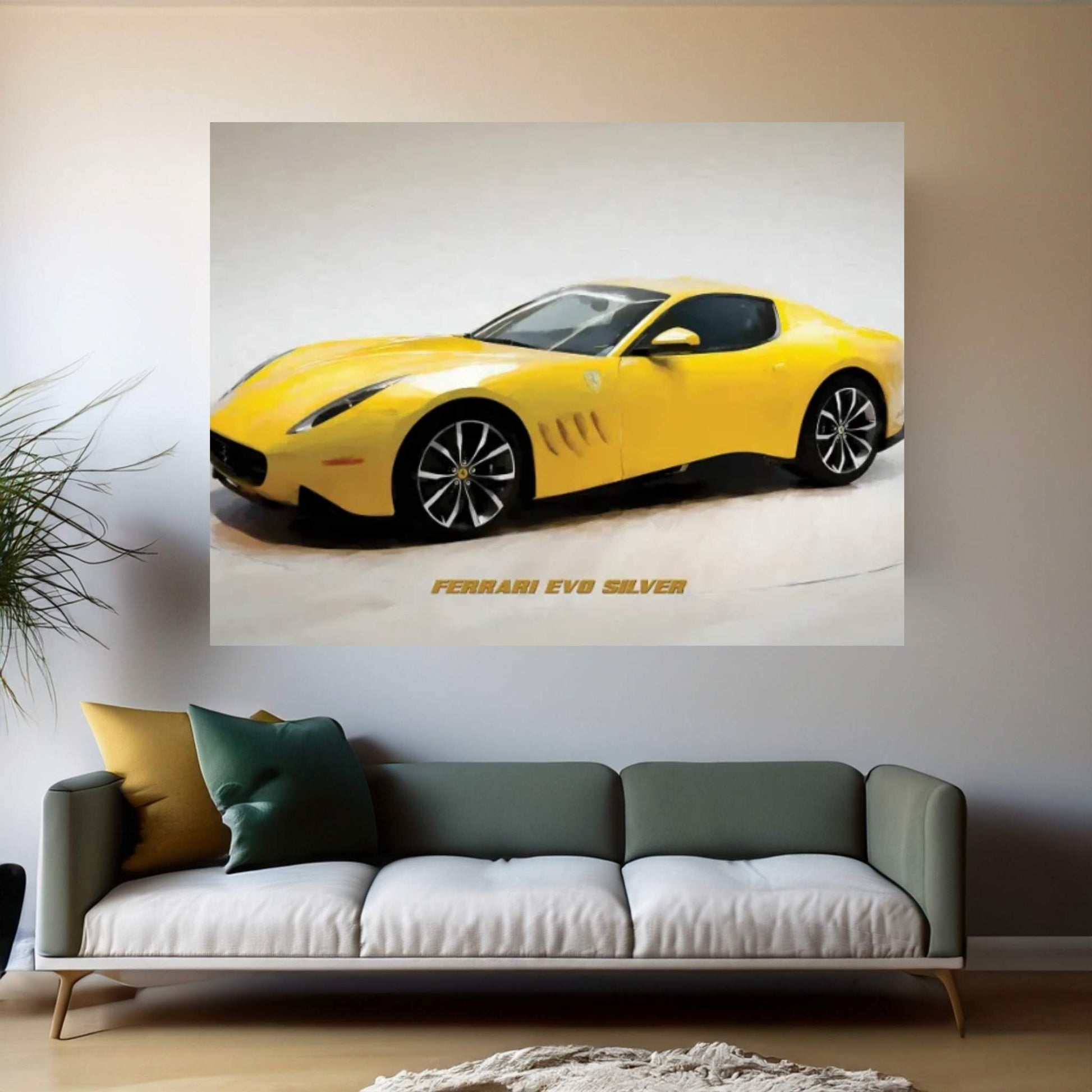 Ferrari Evo Silver In Watercolor Canvas Wall Art - Y Canvas