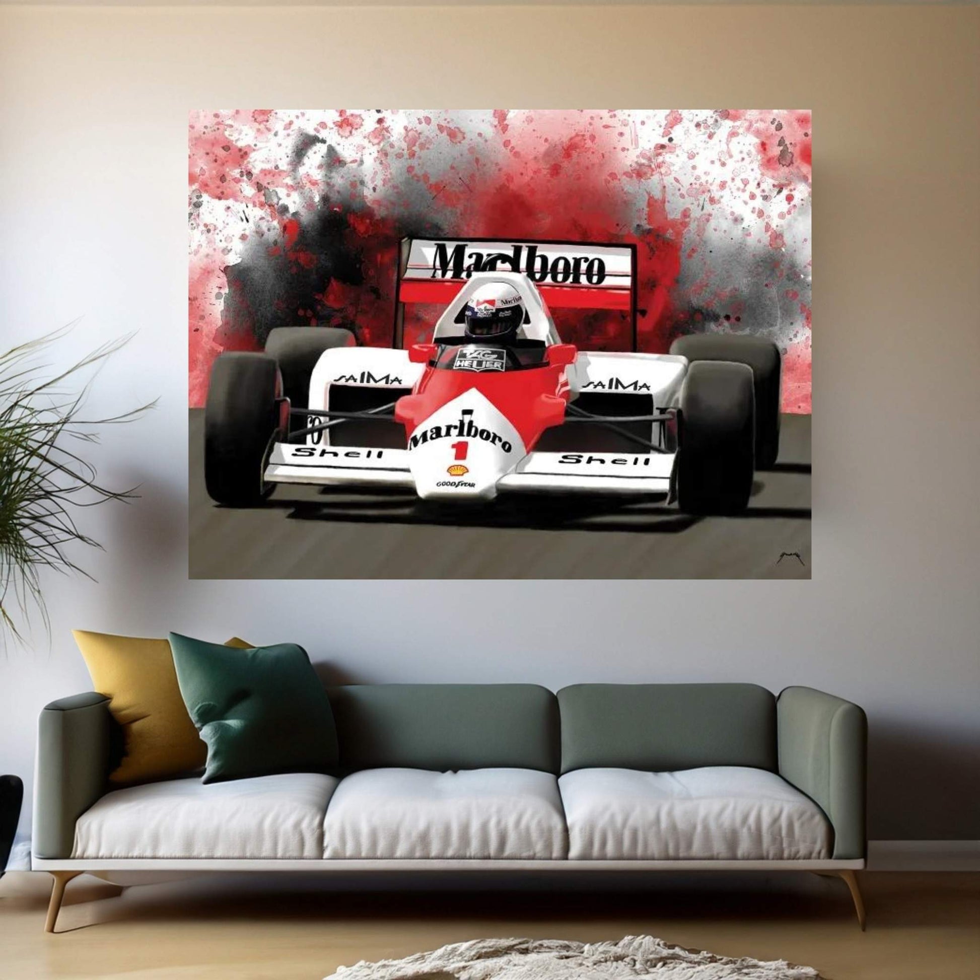 Prost's Racecar Canvas Wall Art - Y Canvas