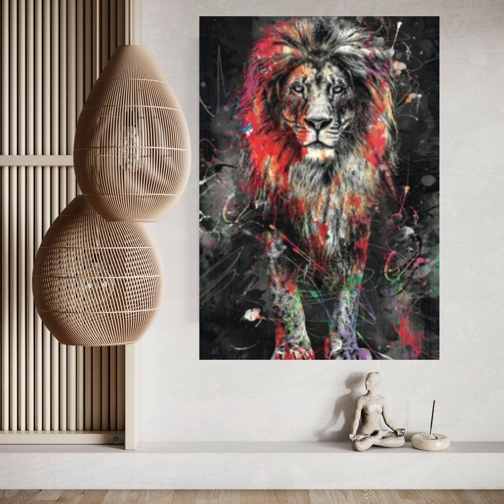 Lion Canvas Wall Art, Canvas Watercolor Home Decoration, Abstract Lion Painting Living Room Art, Animal Wall Art - Y Canvas