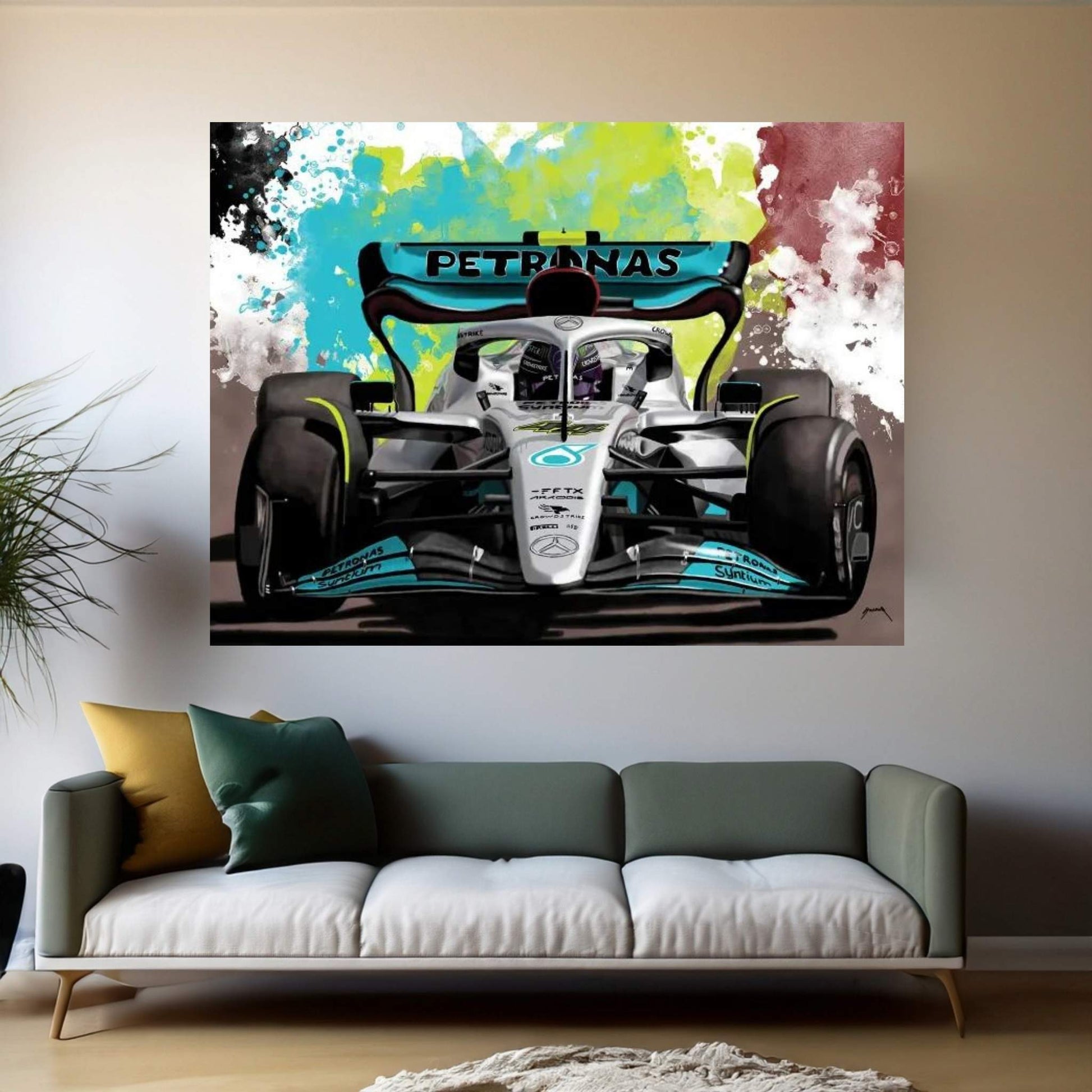 Hamilton's Racecar Canvas Wall Art - Y Canvas