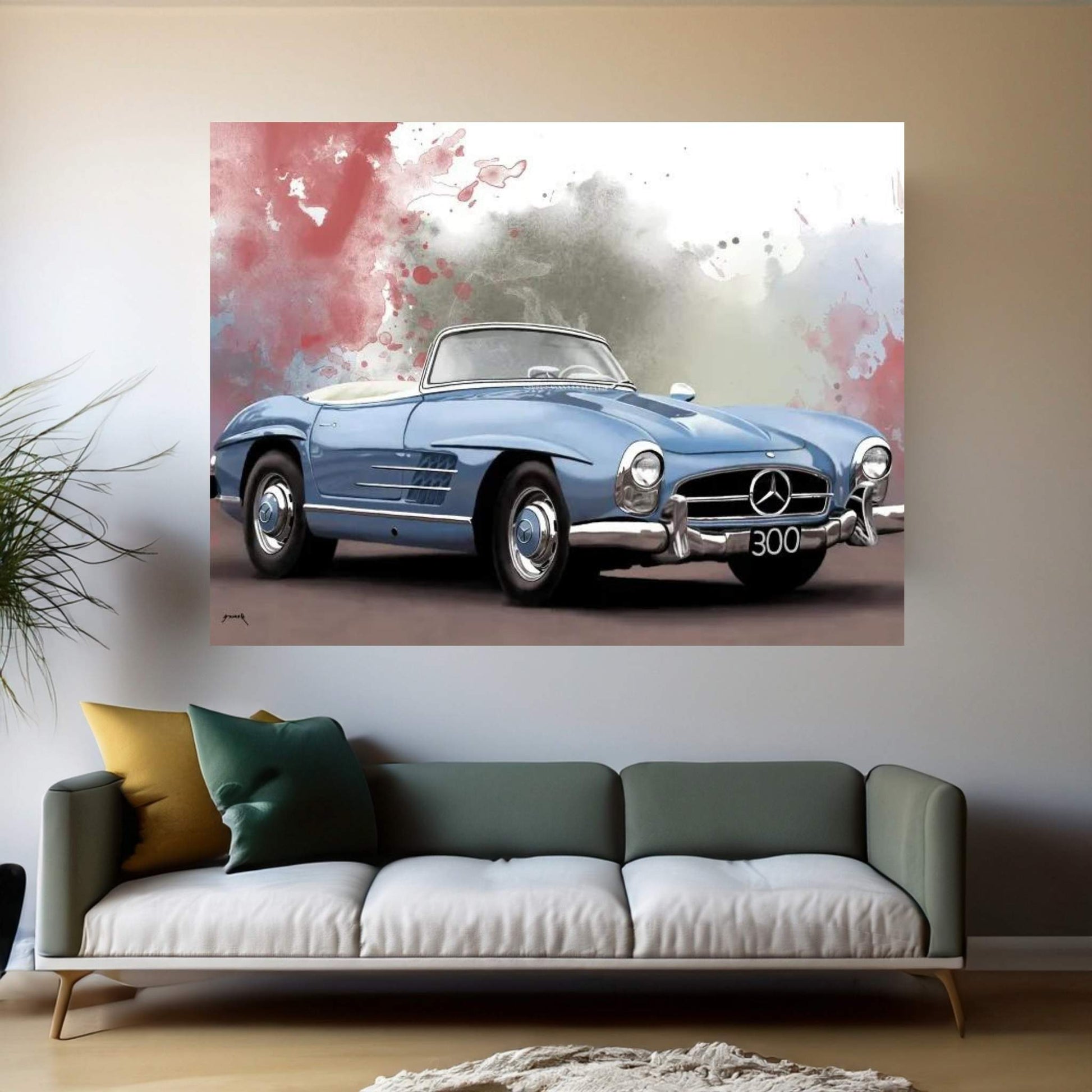 Mercedes 300 SL Canvas Wall Art - Y Canvas
