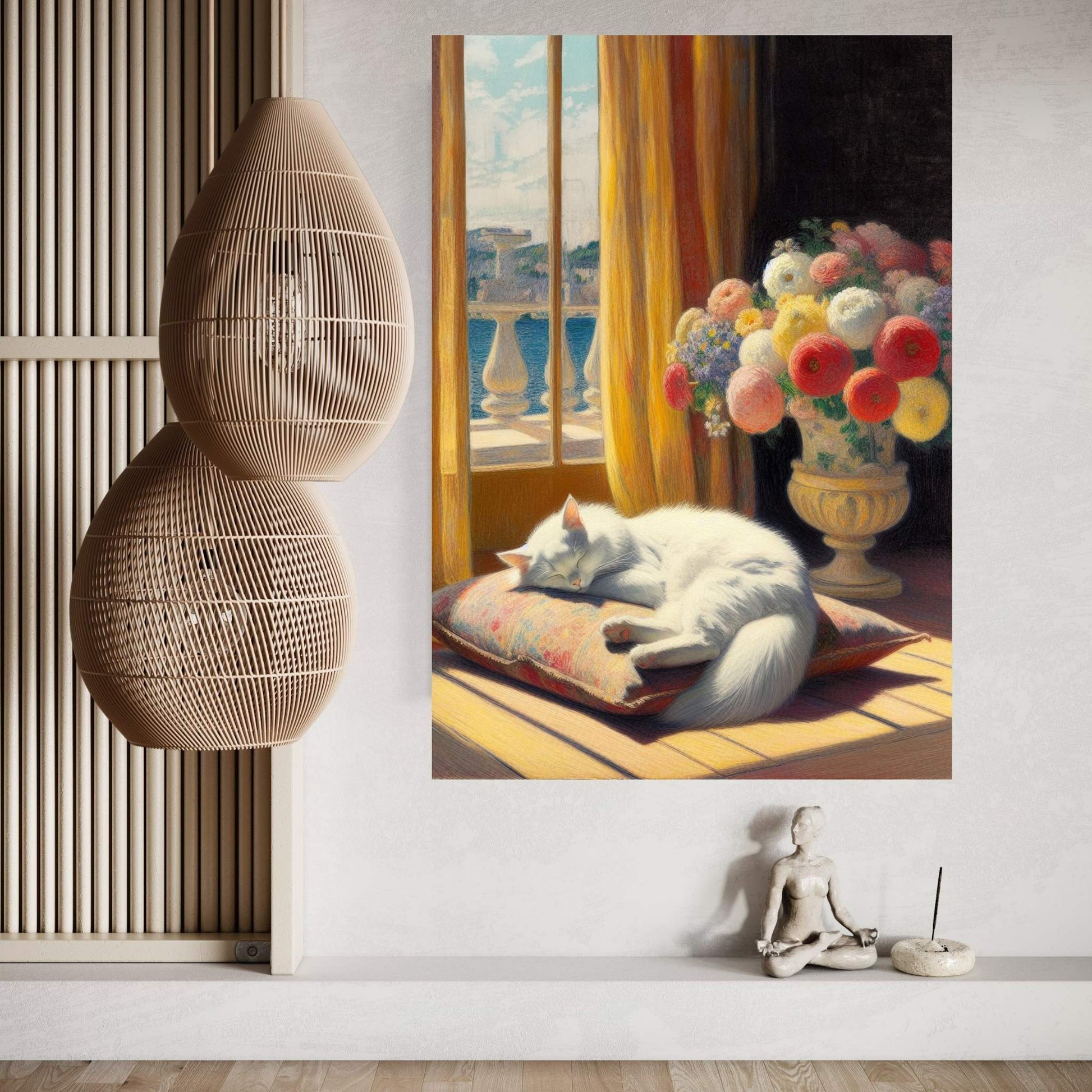 Le Chat Blanc The White Cat Abstract Reproduction Canvas Wall Art - Y Canvas