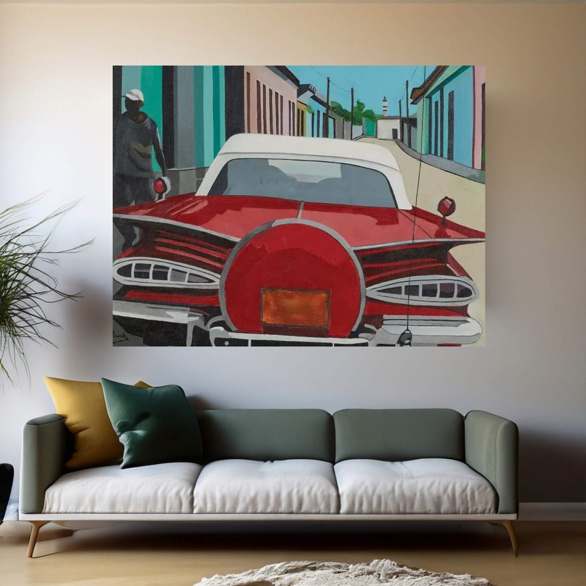 Red Car Canvas Wall Art - Y Canvas