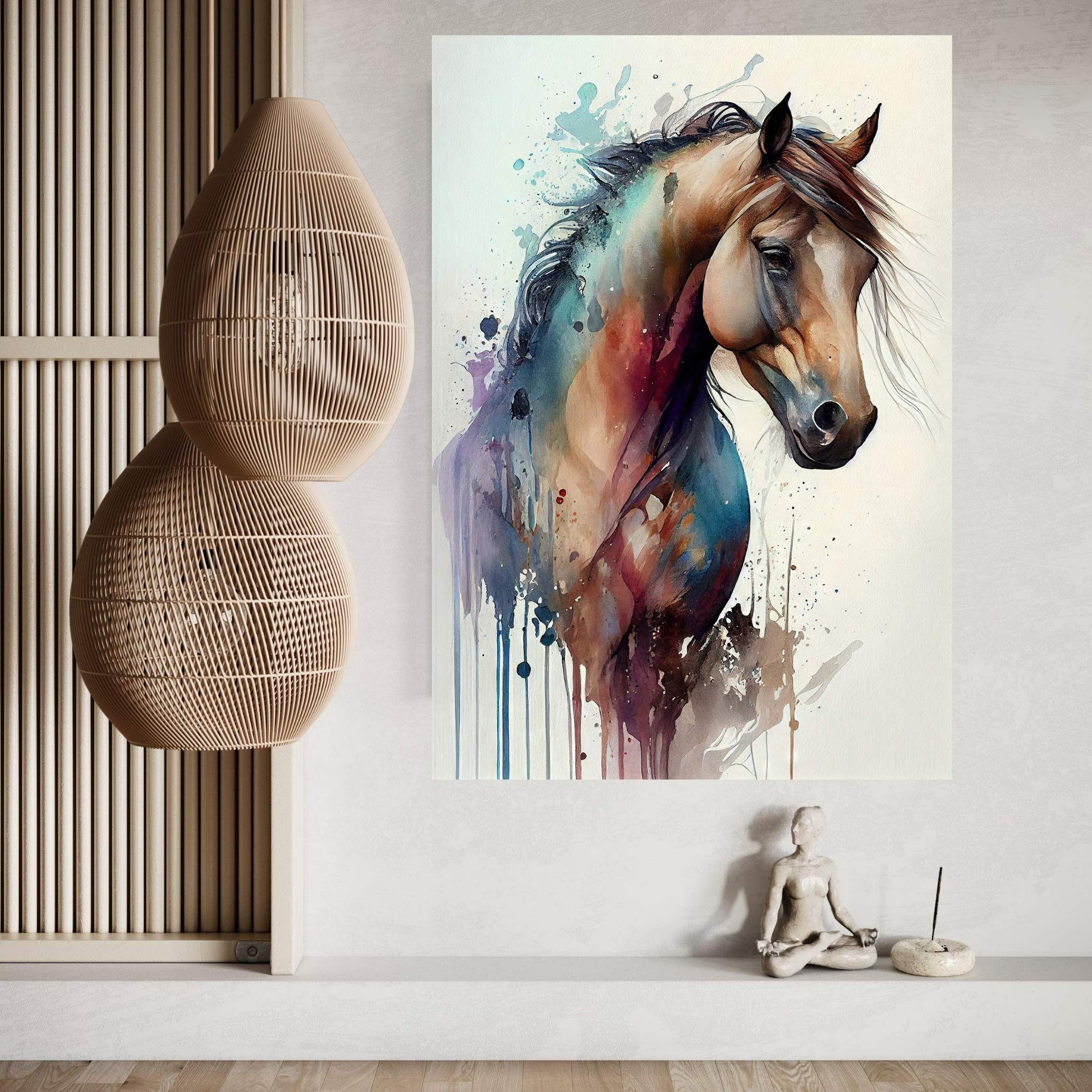 Colorful Horse Modern Abstract Animal Canvas Wall Art - Y Canvas