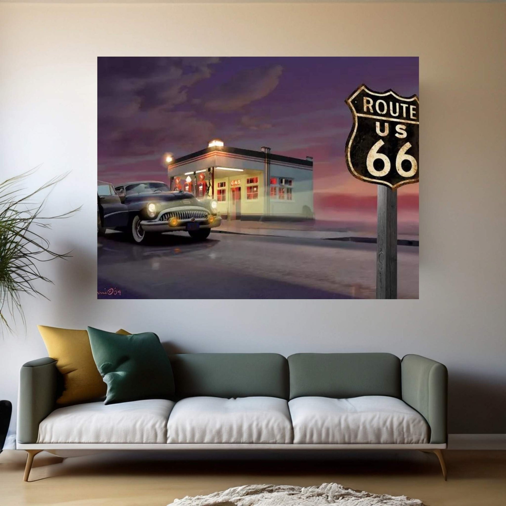 Route 66 Canvas Wall Art - Y Canvas
