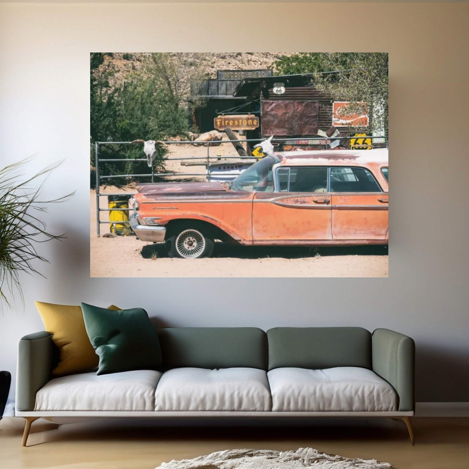American West - Us 66 Canvas Wall Art - Y Canvas
